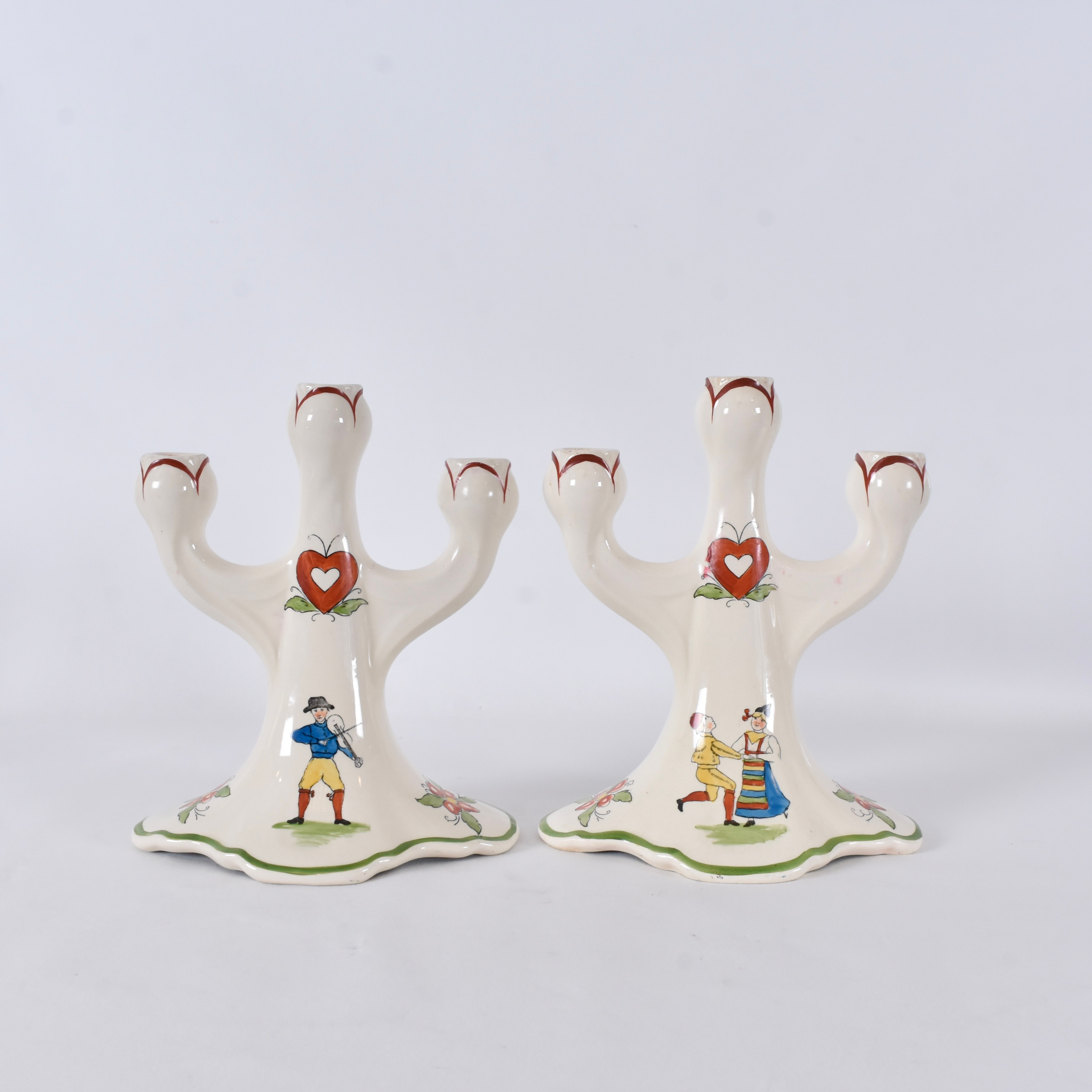 KANDELABRAR, 1 par, fintgods, "Daldansen", Rörstrand.