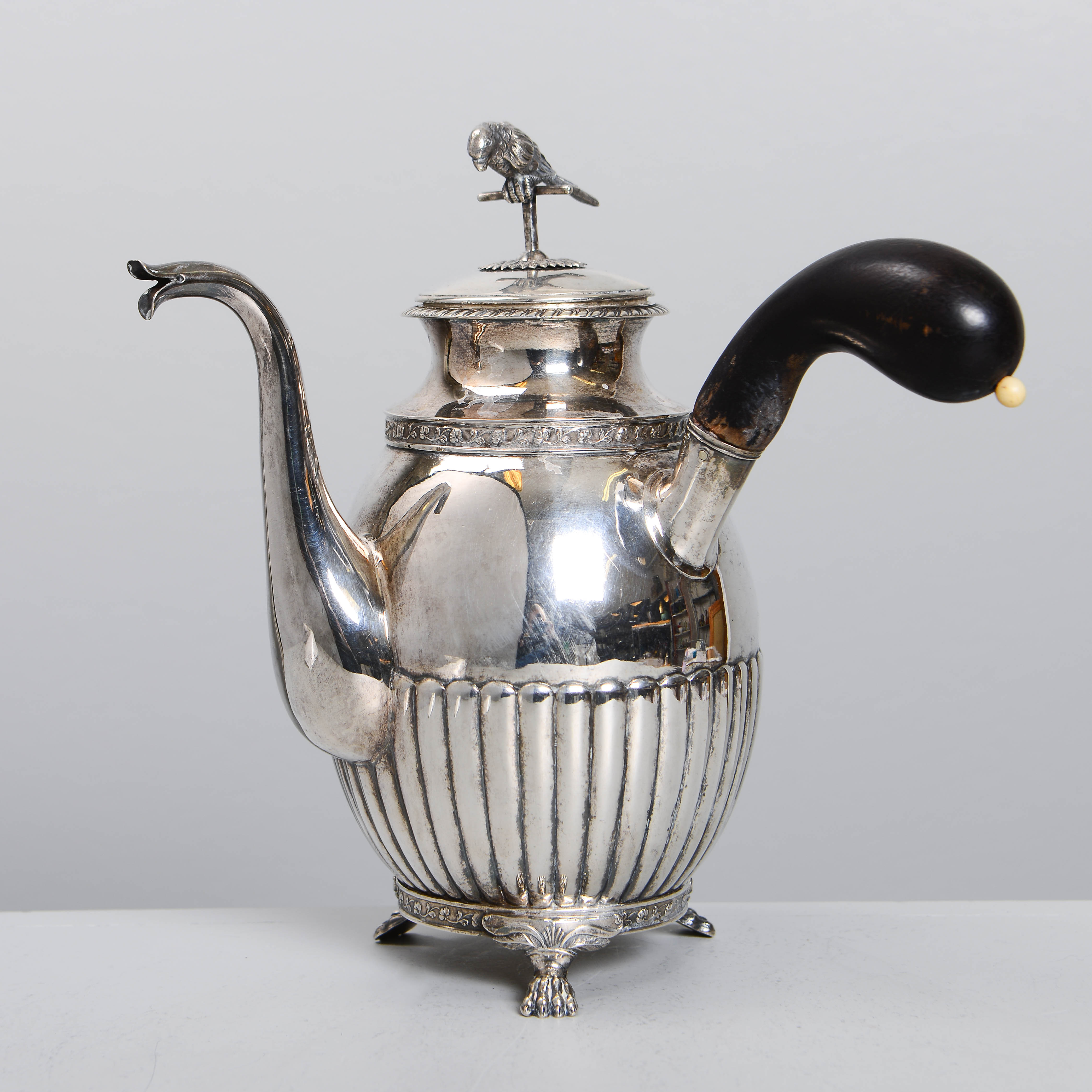 JACOB LENHOLM. Chokladkanna, silver, senempire, Stockholm, 1828.