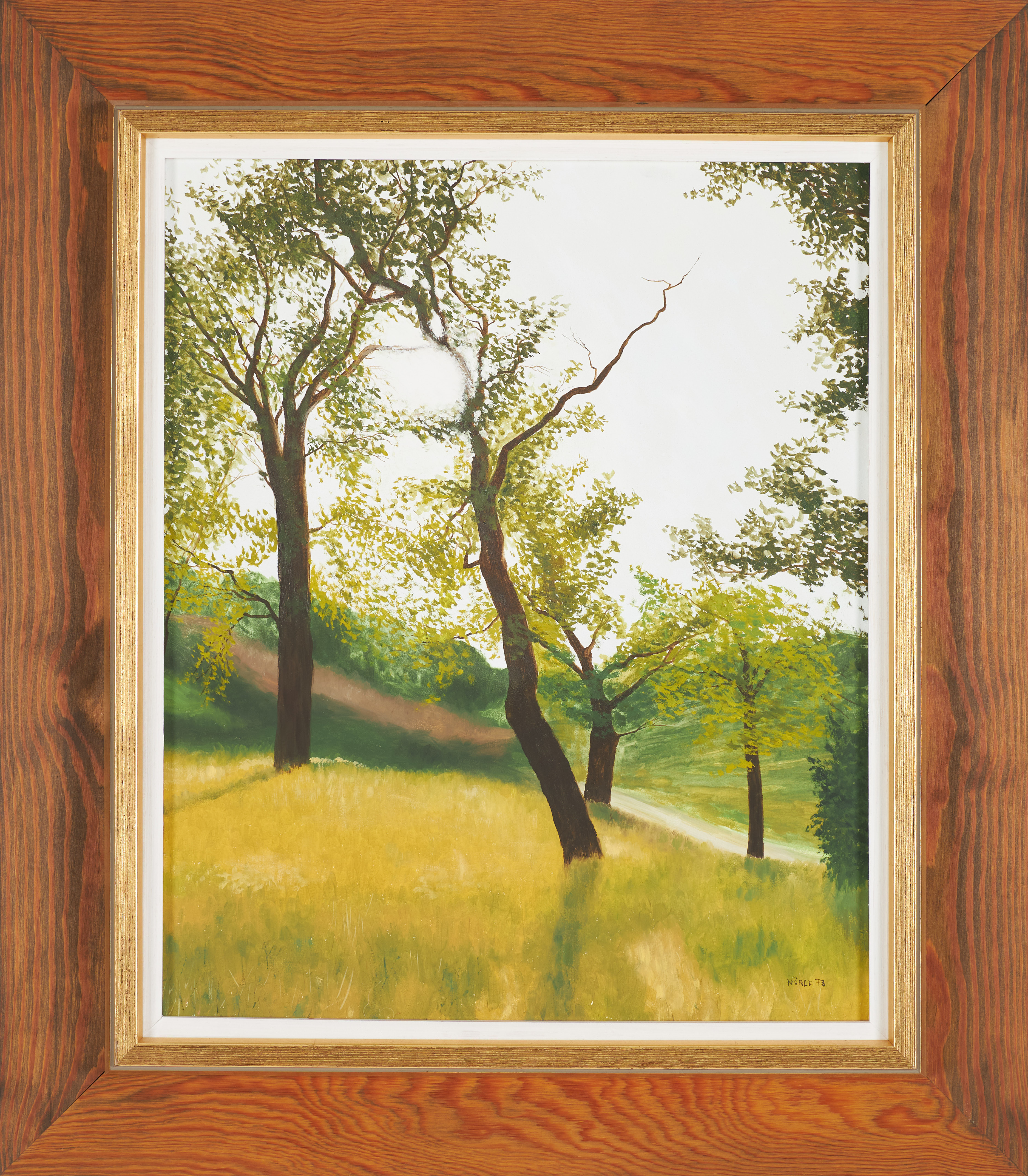MATS NÖRLE. träd i landskap, olja på pannå, signerad.