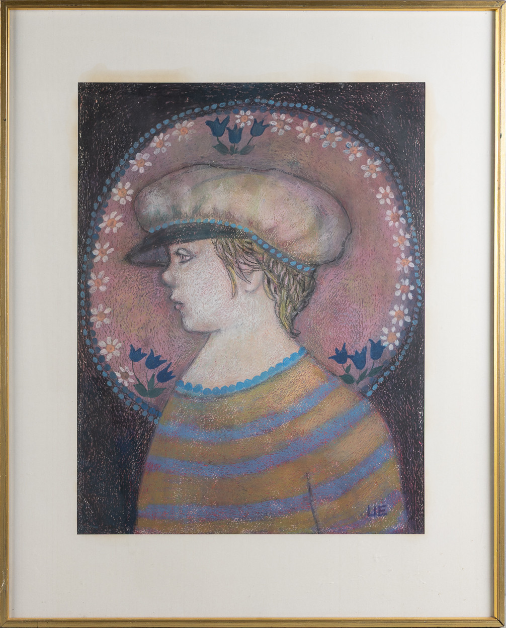 ULLA EKMAN-DAHLBÄCK. "Sommarbarn", kritmålning, signerad UE.