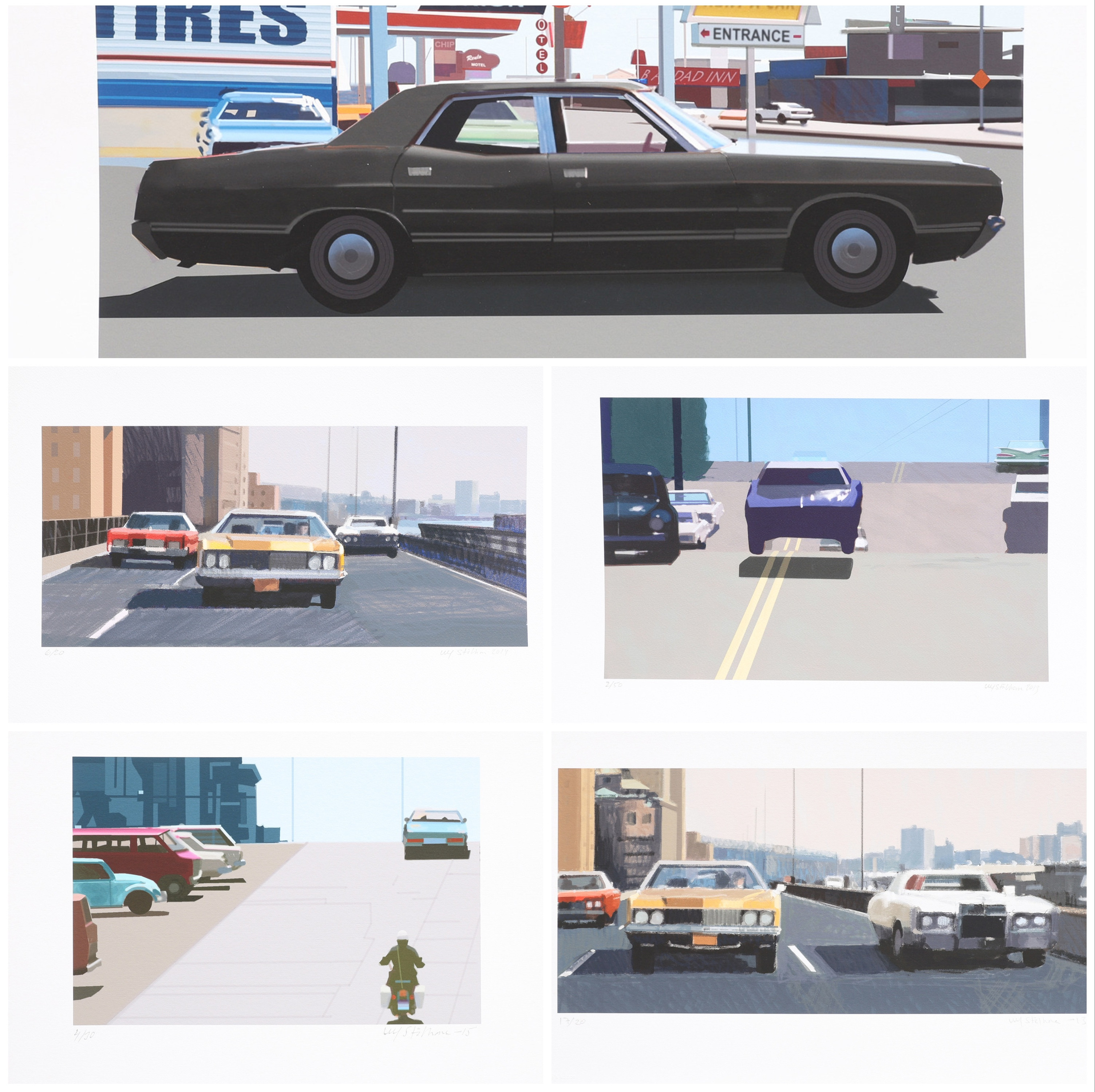 ULF STÅLHANE. pigment prints, bilmotiv, 5 st.