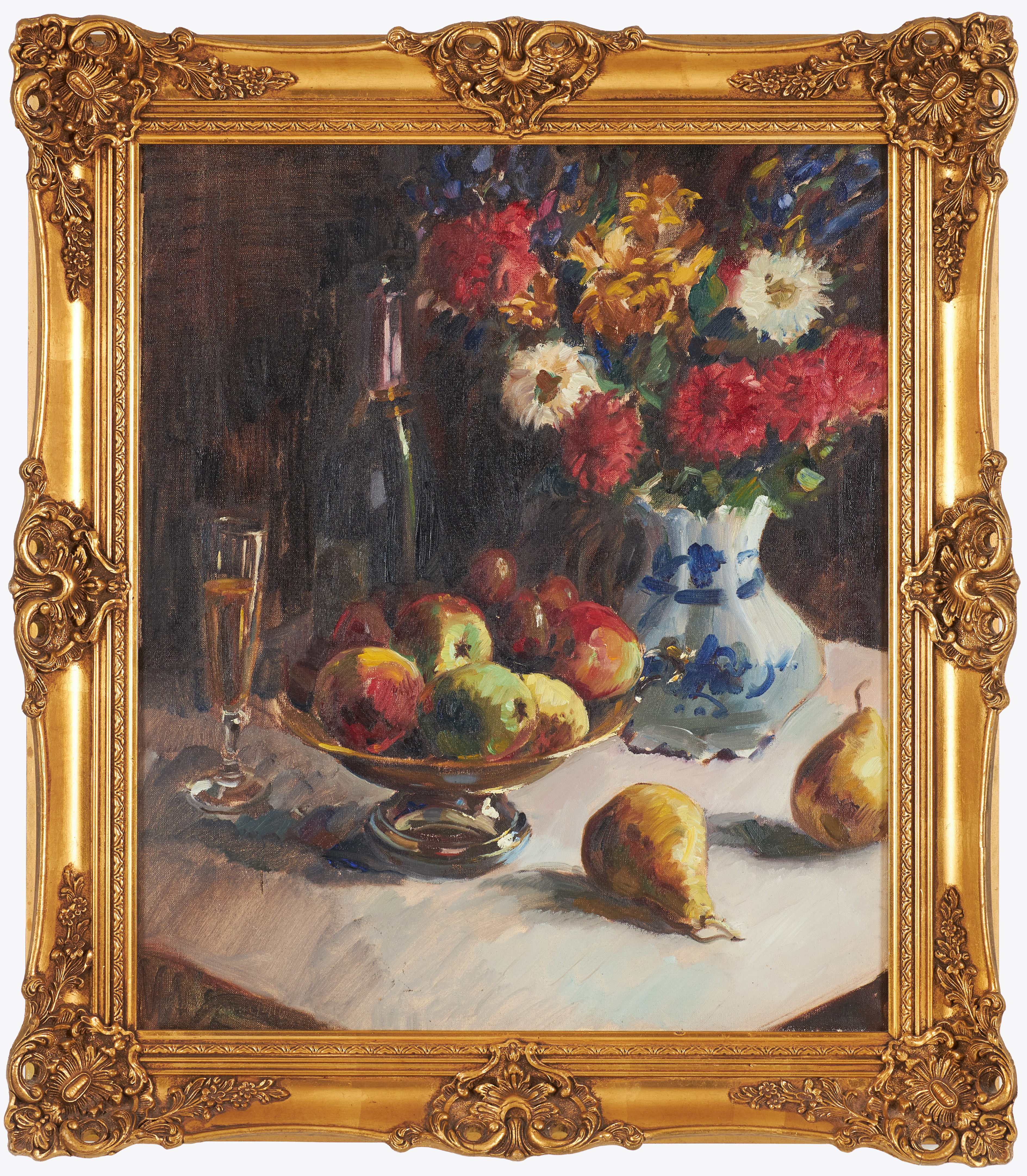 OKÄND KONSTNÄR. Blomsterstilleben, olja på duk.