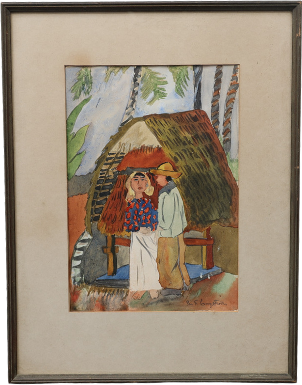 PER F ENGSTRÖM. Figurscen, akvarell, signerad.