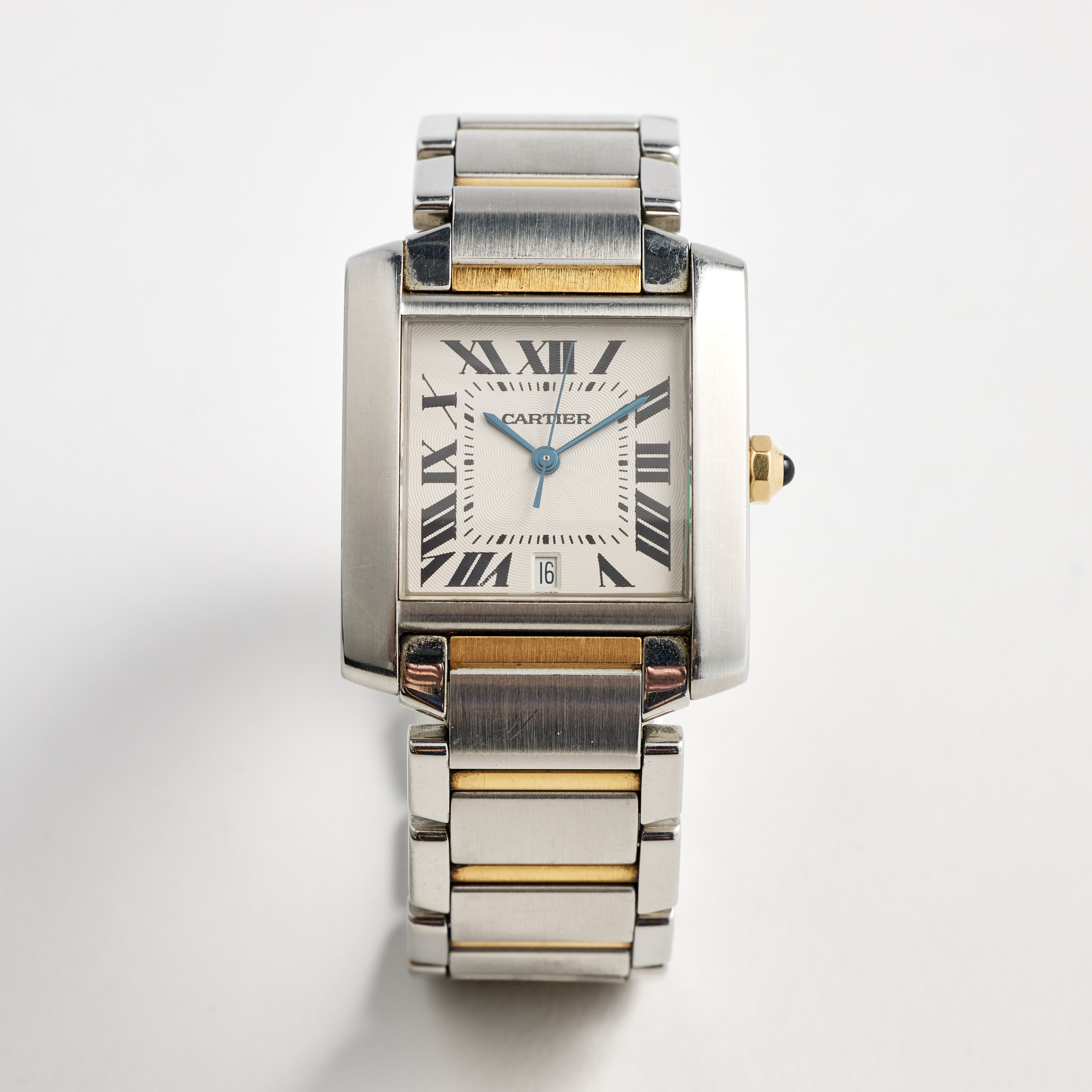 CARTIER, Tank Française, armbandsur, 28 x 24 (32) mm, stål/guld, certifikat, september 1998.