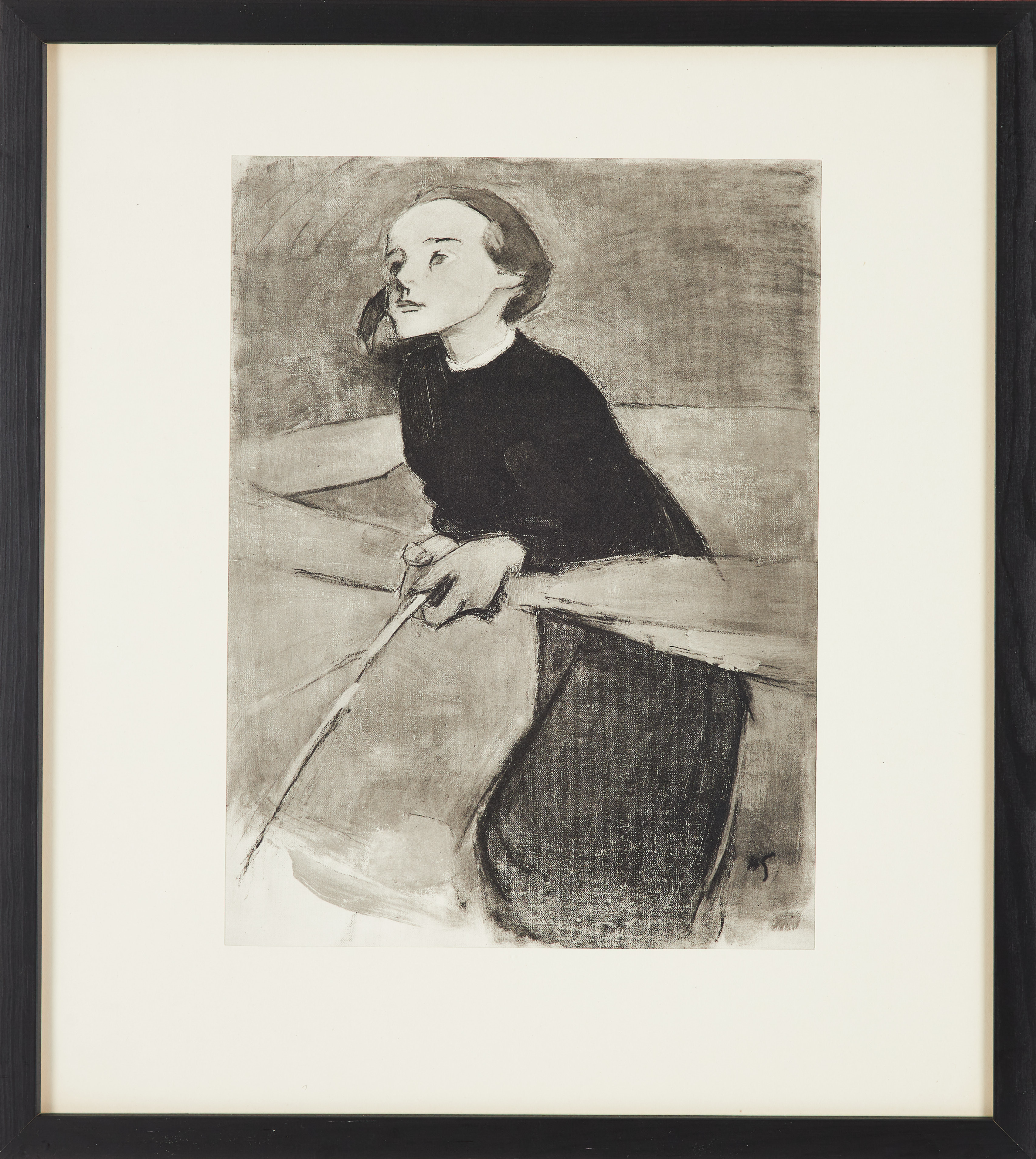 HELENE SCHJERFBECK. "Flicka vid Gärdsgård", rotogravyr, 1941, signerad i trycket, bladet är ur mapp med nummer 361/500.