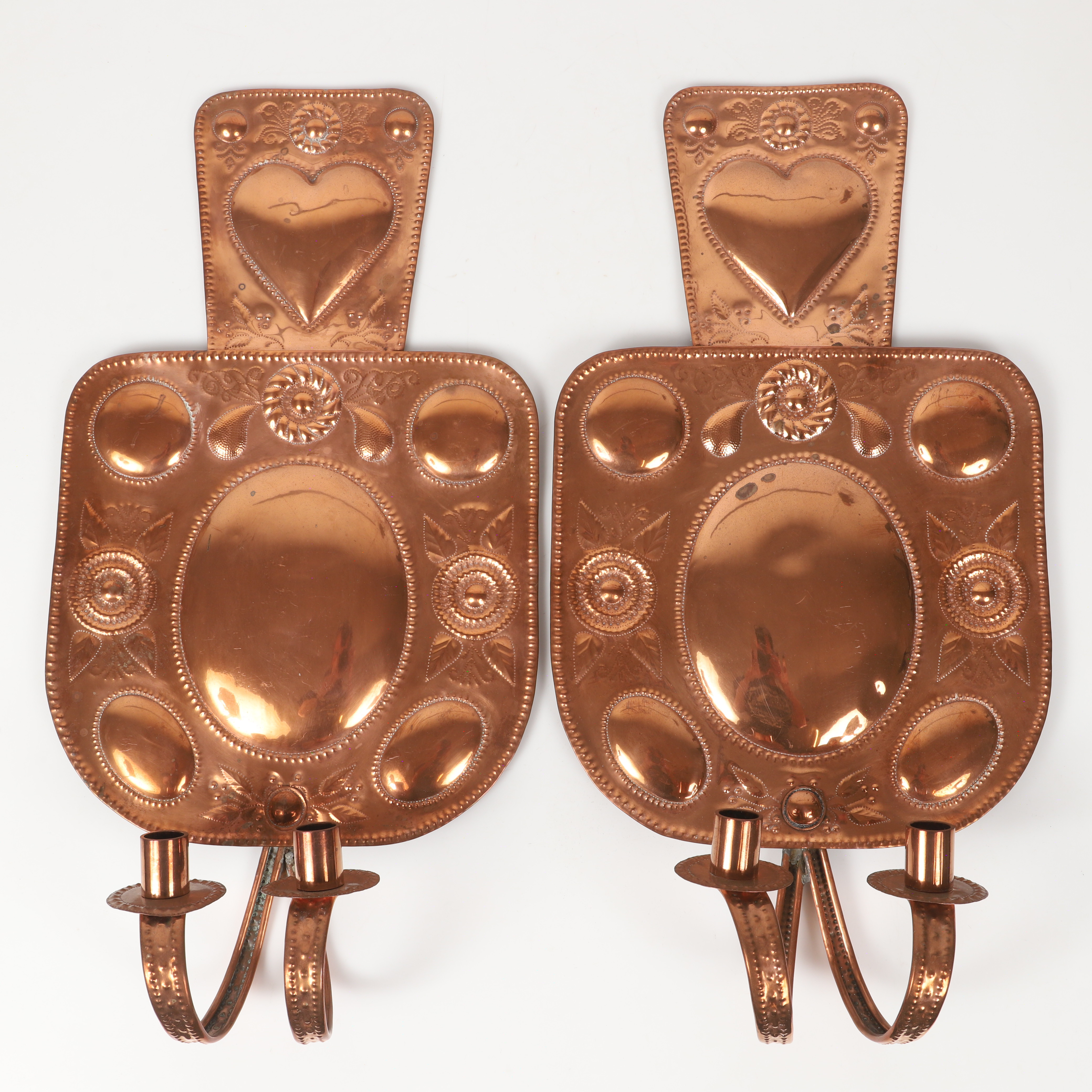 LJUSPLÅTAR, 1 par, koppar, 1900-tal.