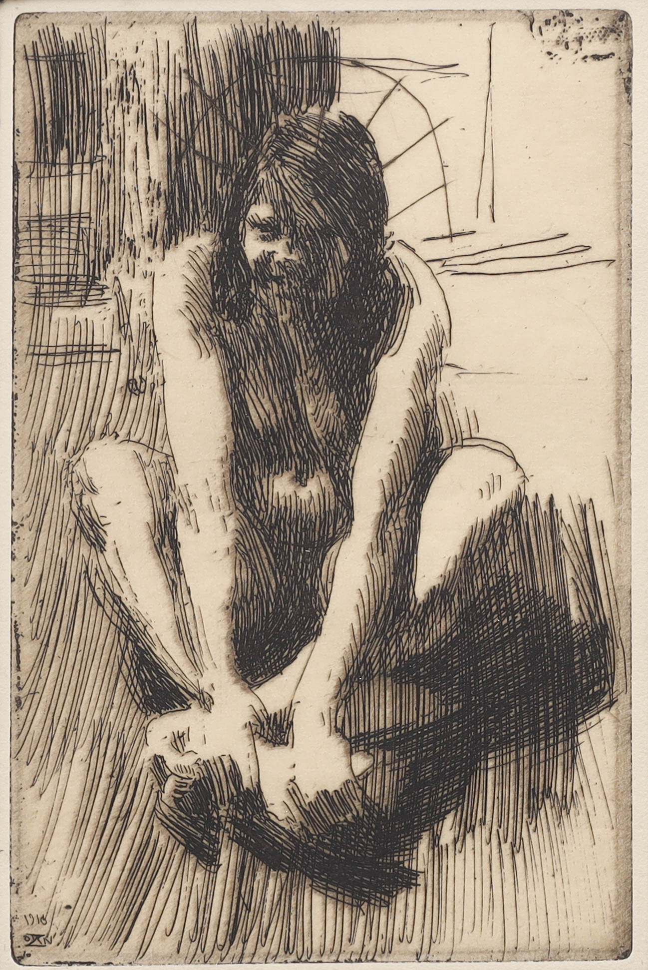 ANDERS ZORN. etsning, från makulerad plåt,"Grodan", signerad i plåten, Zorn, 1910.