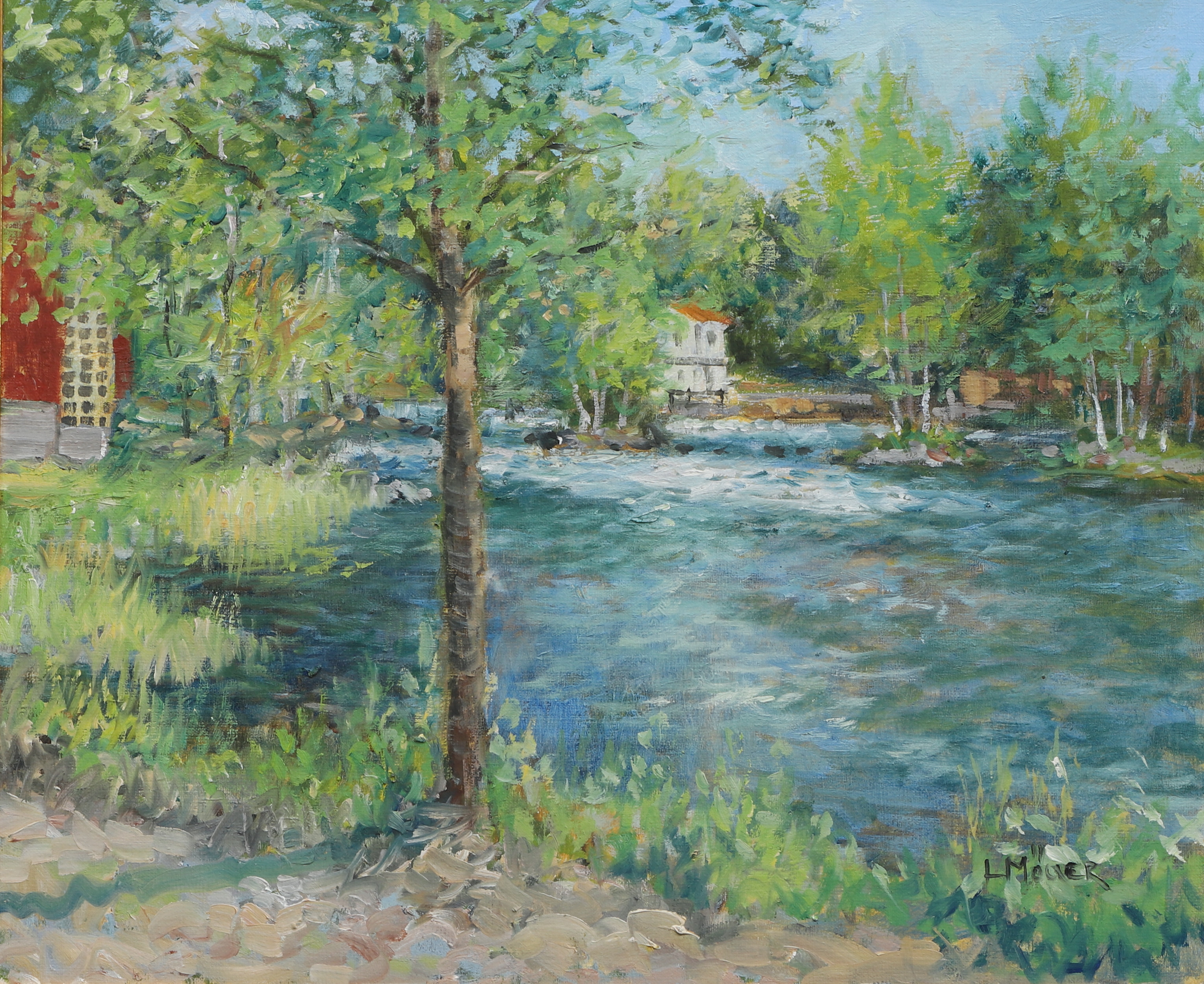LENNART MÖLLER. Olja på duk, landskap, Mörrumsån, signerad.