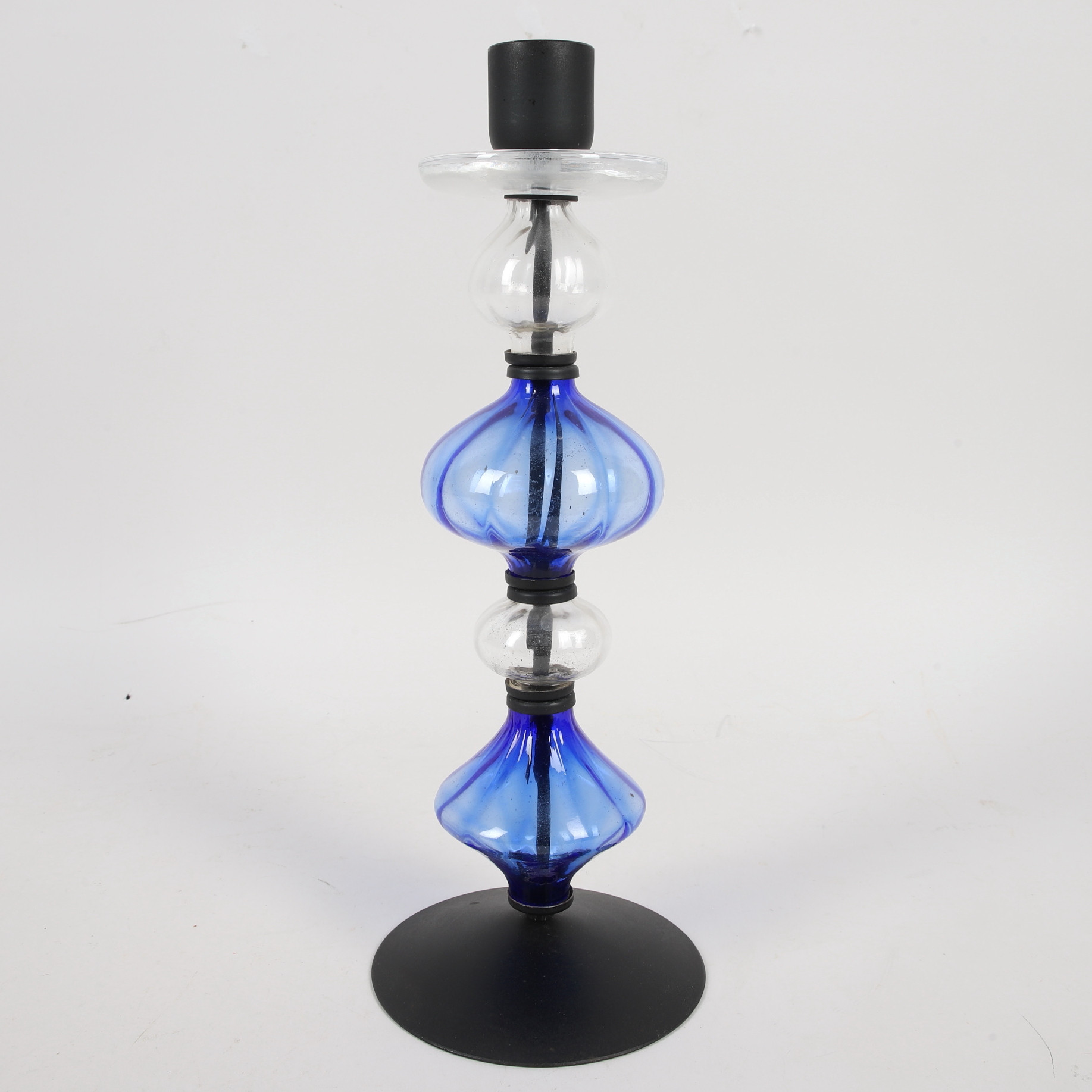 ERIK HÖGLUND. Ljusstake, glas & metall, Boda.