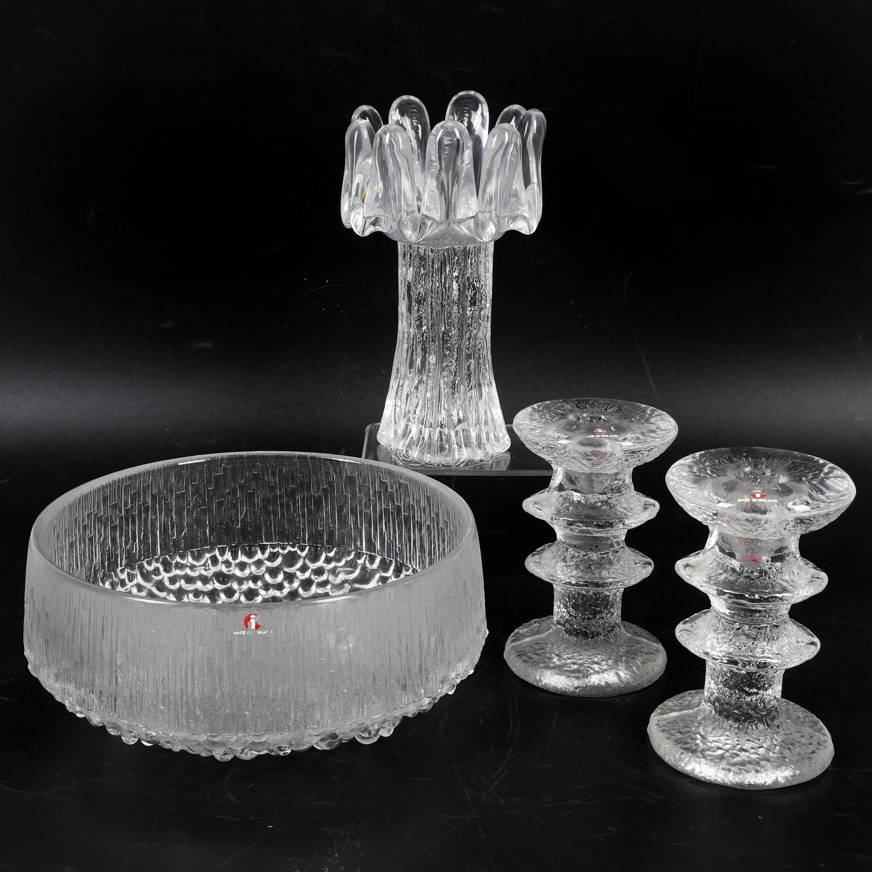 SKÅL & LJUSSTAKAR, 4 st, glas, Iittala & Kosta Boda.