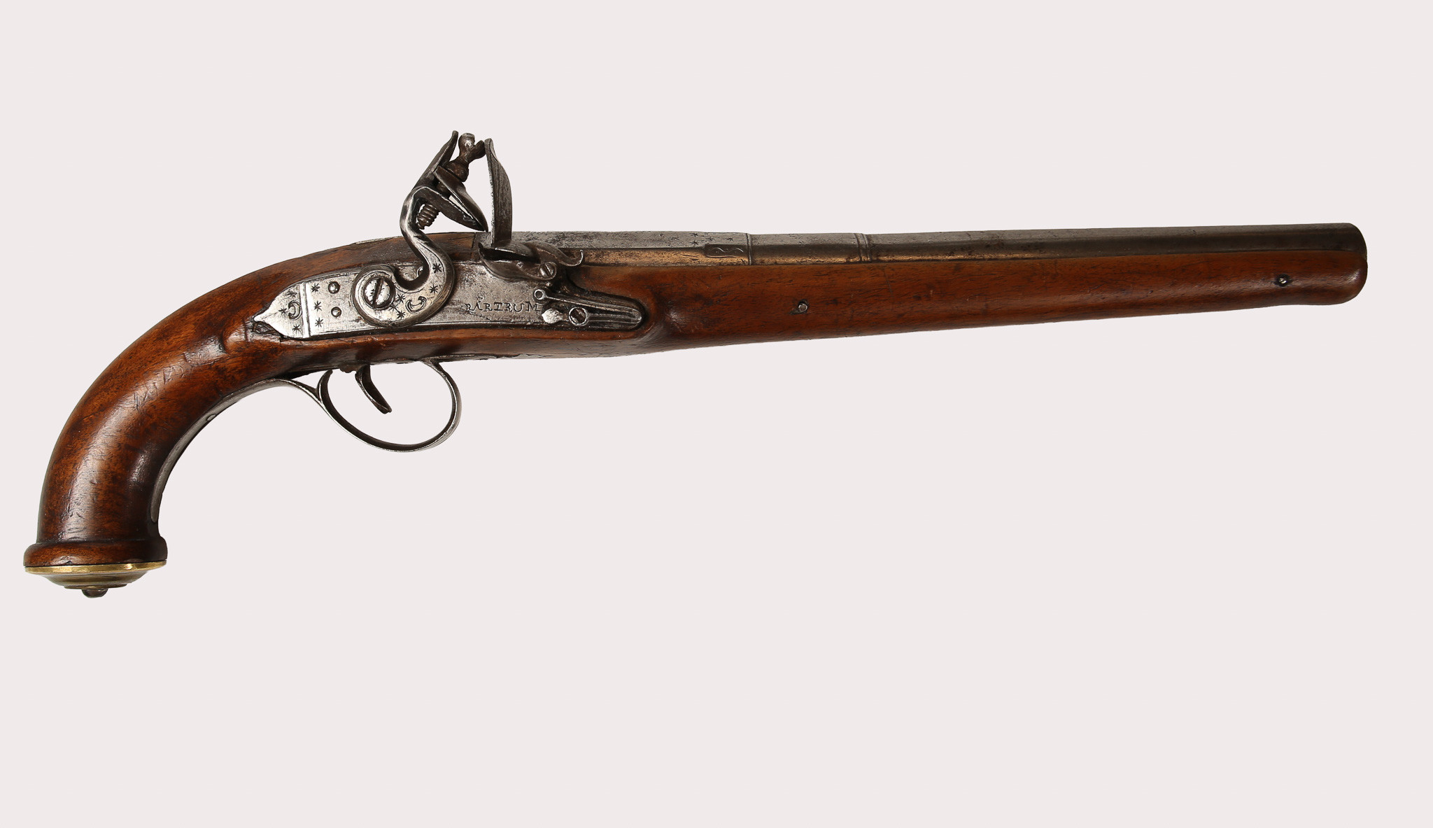 FLINLÅSPISTOL, ca 1800, signerad Bartrum.