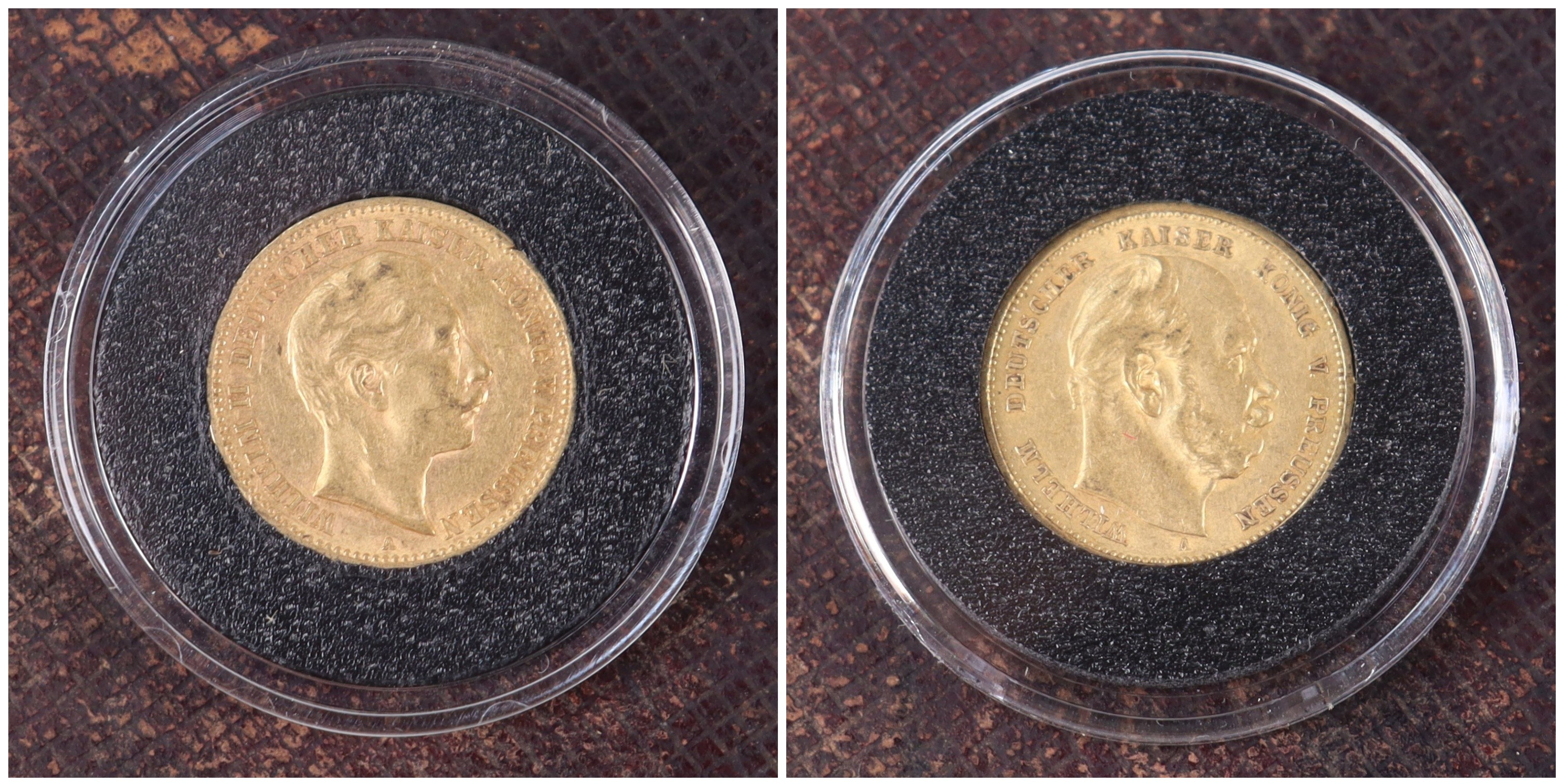 GULDMYNT, 10 Mark Tyskland, 1888 och 1901, 21,6k, 2 st.