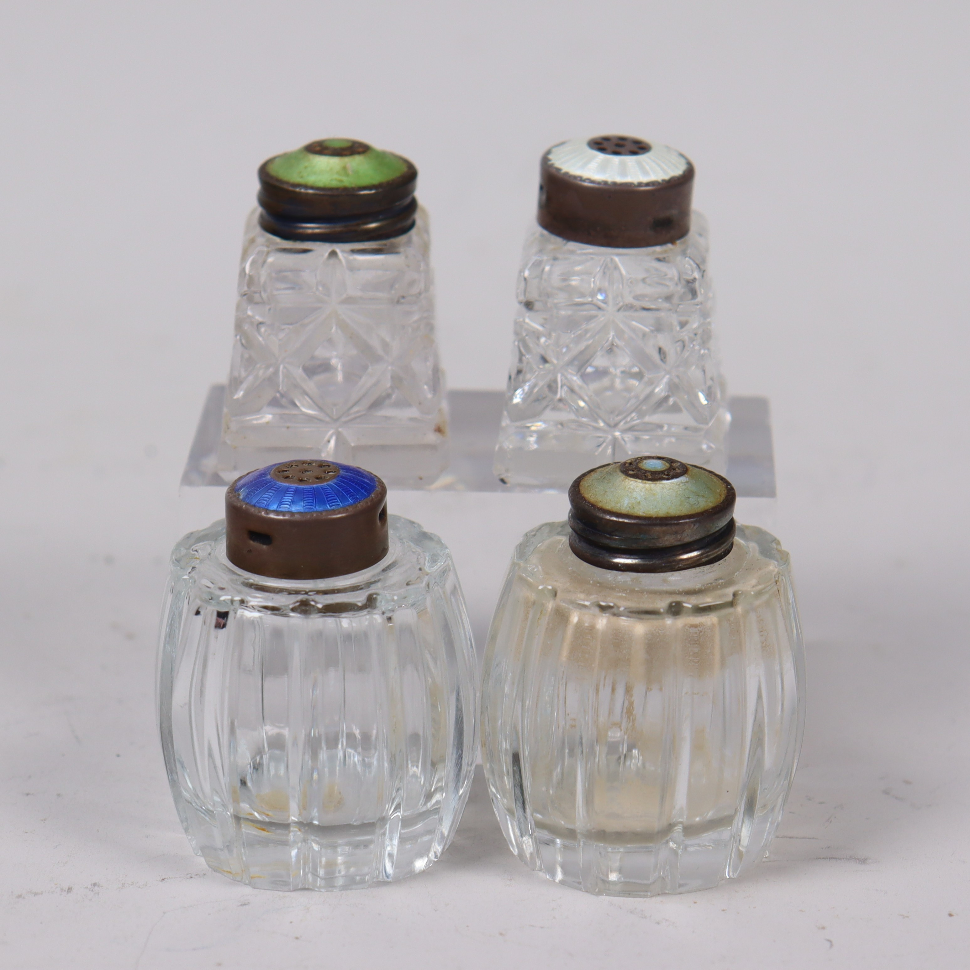 SALT -/PEPPARKAR, Meka Danmarks samt David Andersen Norge, silver och glas, 4 st.