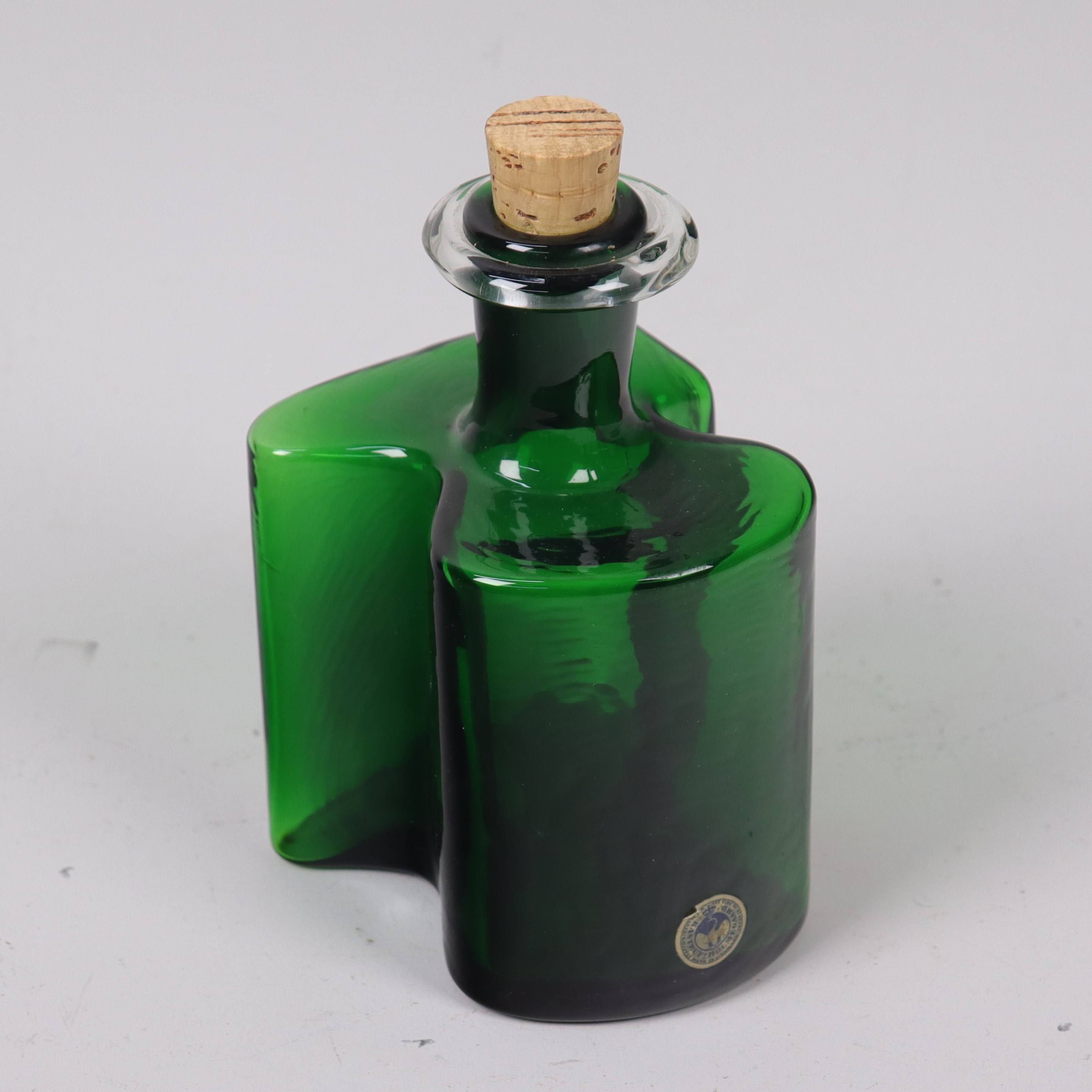 FLASKA, Kastrup Holmegaard, Danmark, grönt glas med kork.