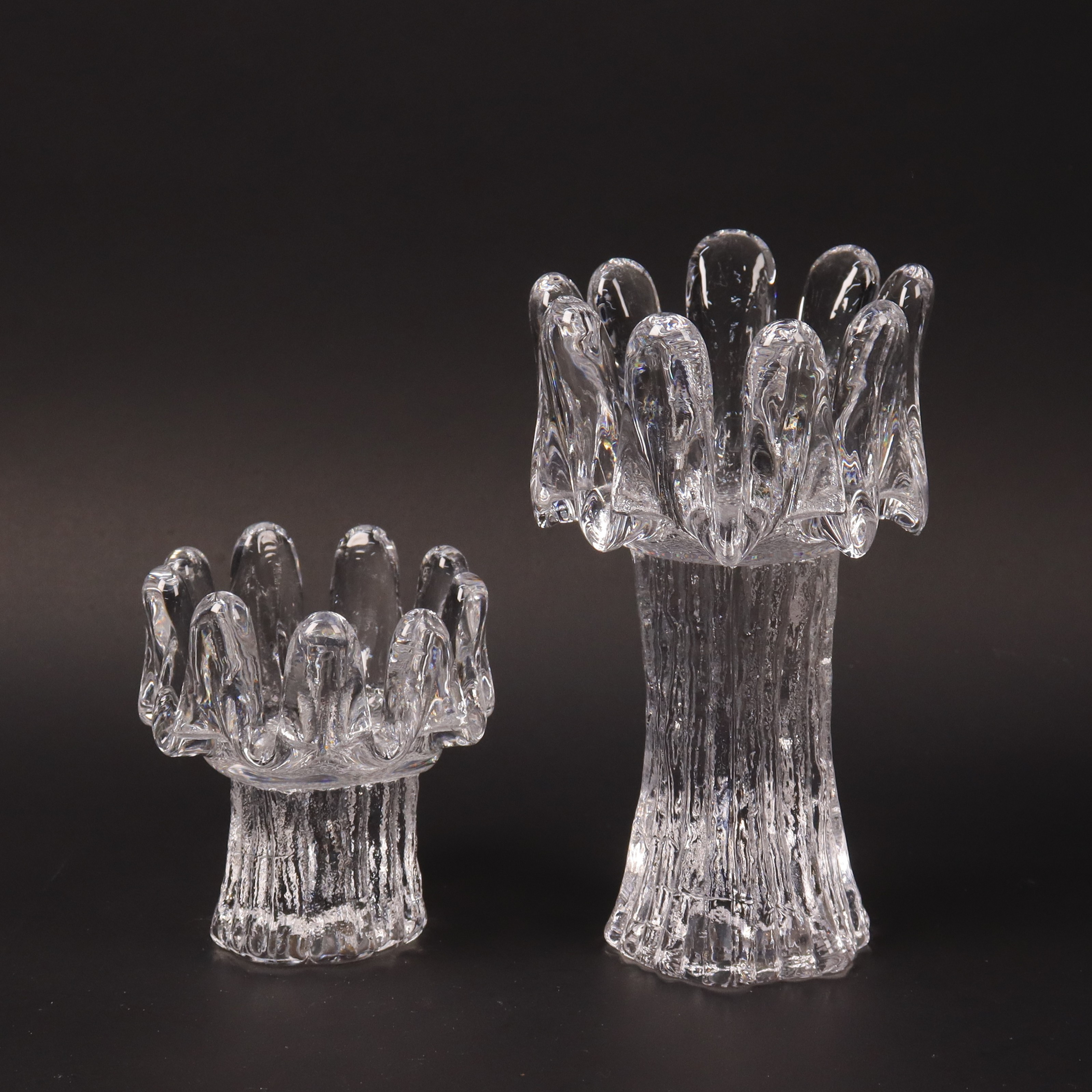 GÖRAN WÄRFF. "Sunflower", Kosta Boda, ljuslyktor i glas, 2 st.