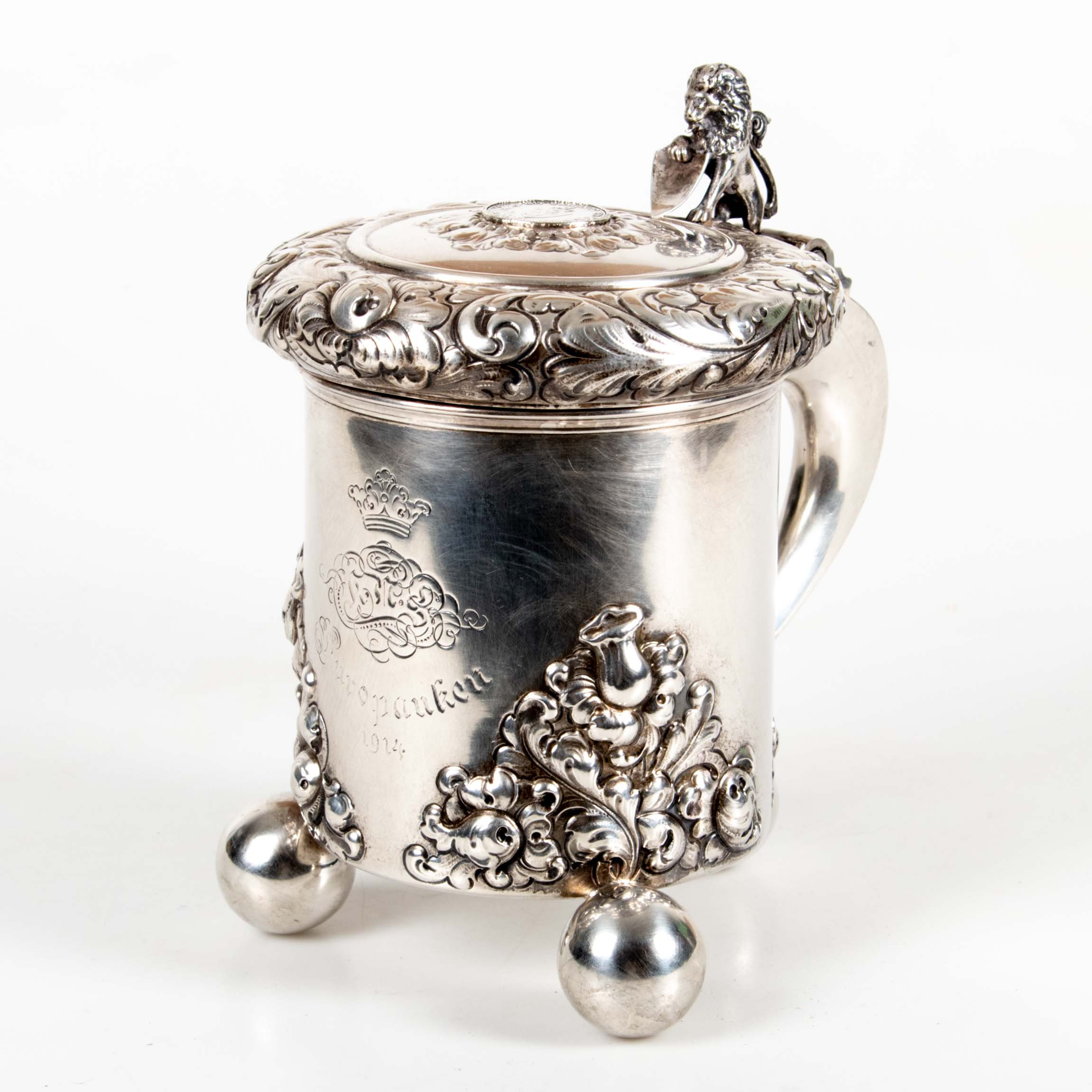 POKAL, silver, ”Europauken 1914”, N.M Thune, Christiania (Oslo), 1914 – med proveniens Carl Danielsson / 12mR-yachten Sibyllan.