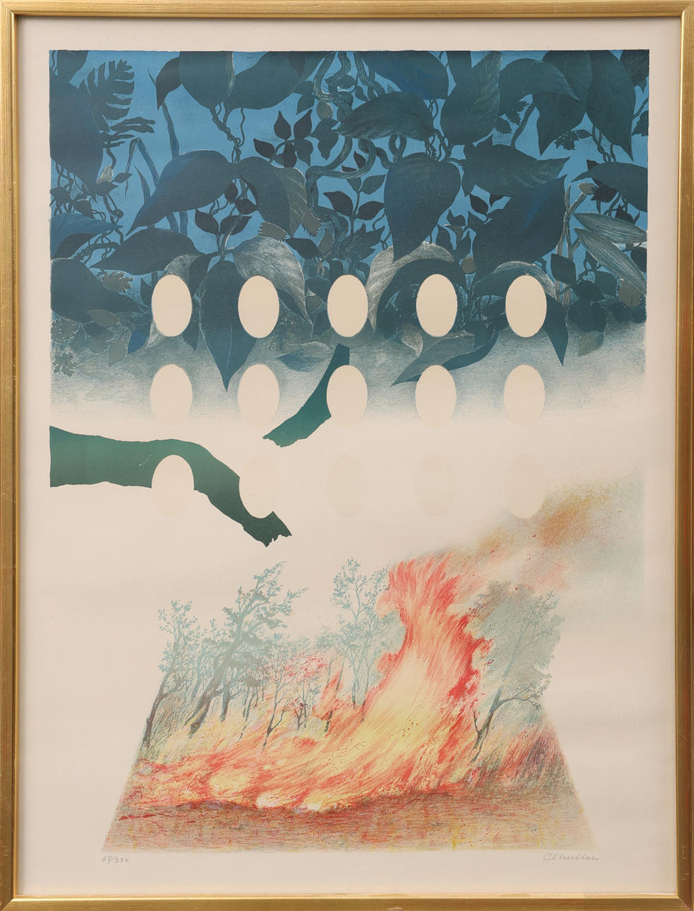 CARL OTTO HULTÉN (1916-2015). Komposition, färglitografi, signerad, numrerad.