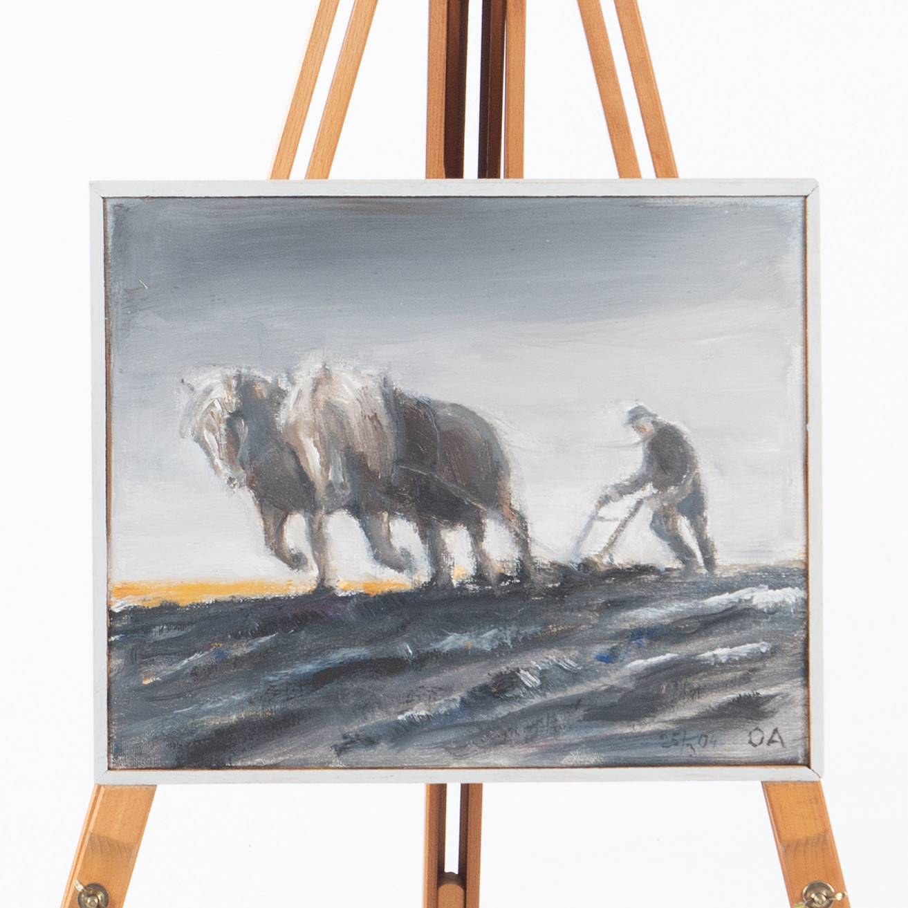 OLLE AGNELL. Olja på duk "Höstplöjning".