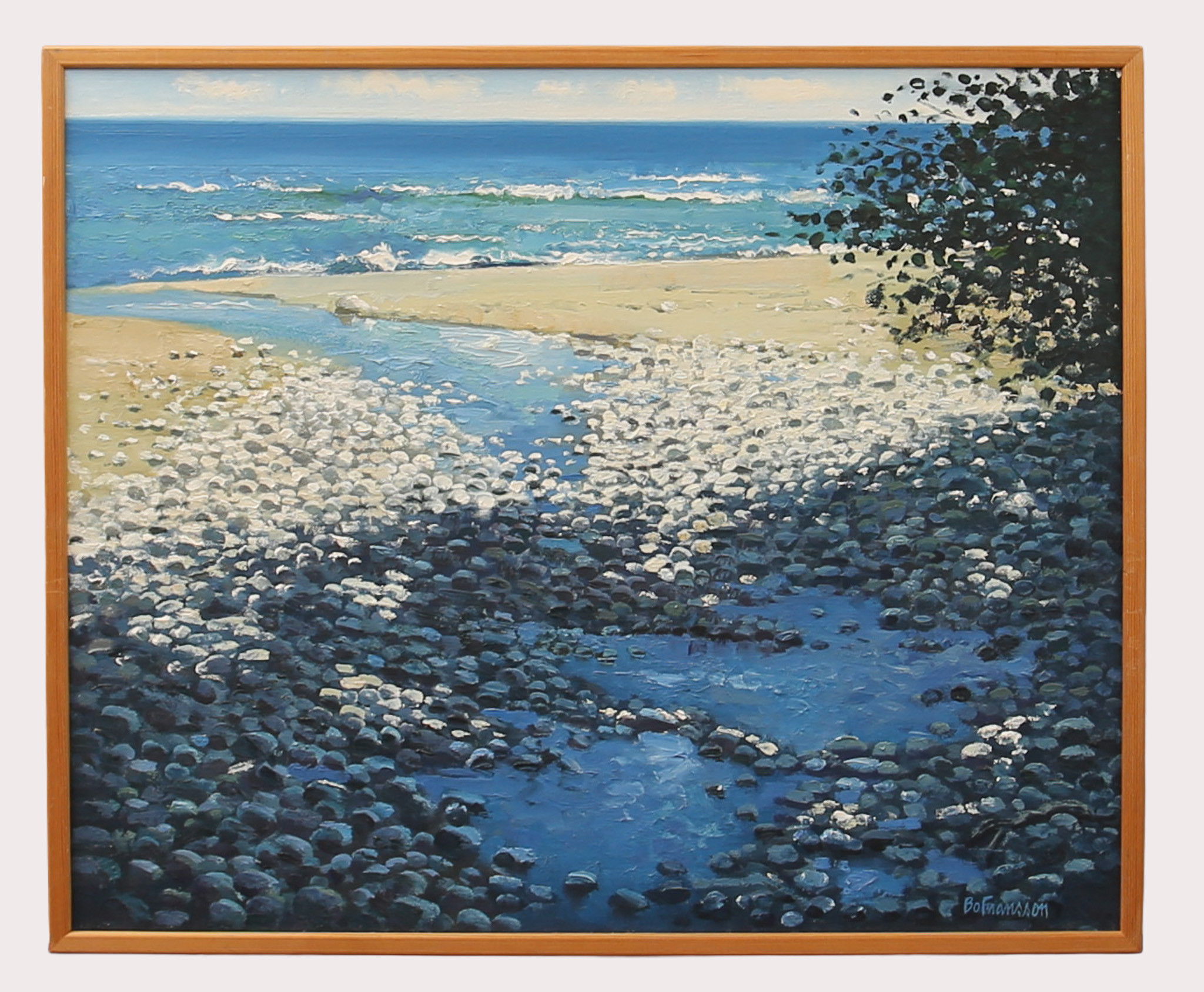 BO FRANSSON. olja på duk, strandvy, signerad.