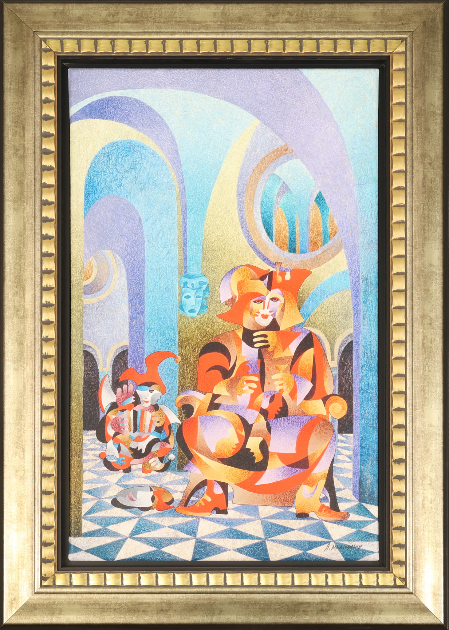 ANATOLE KRASNYANSKY. Giclee på duk, signerad, "Accordion conversation".