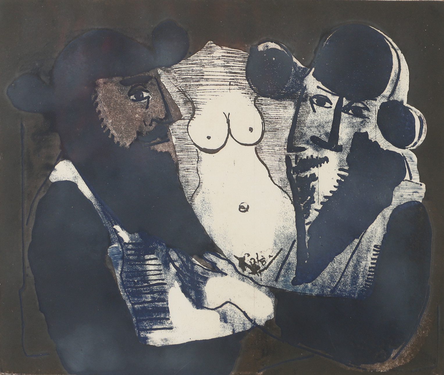 LENNART ROSENSOHN. "Etat III, blå-brun", etsning, signerad Rosensohn 1977.