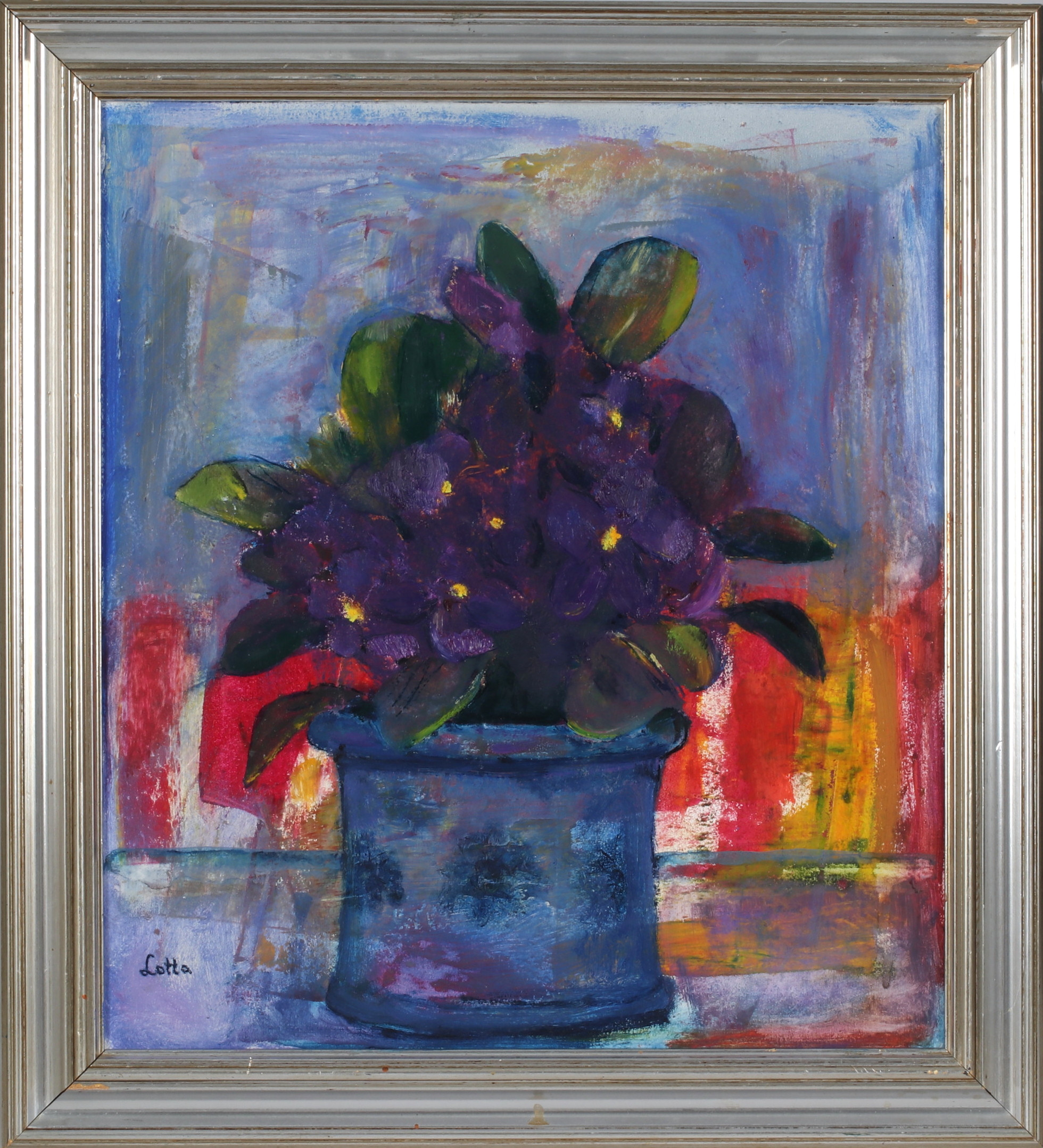 LOTTA GUSTAFSSON. "Saint Paula", olja på pannå, signerad och daterad a tergo 1991.