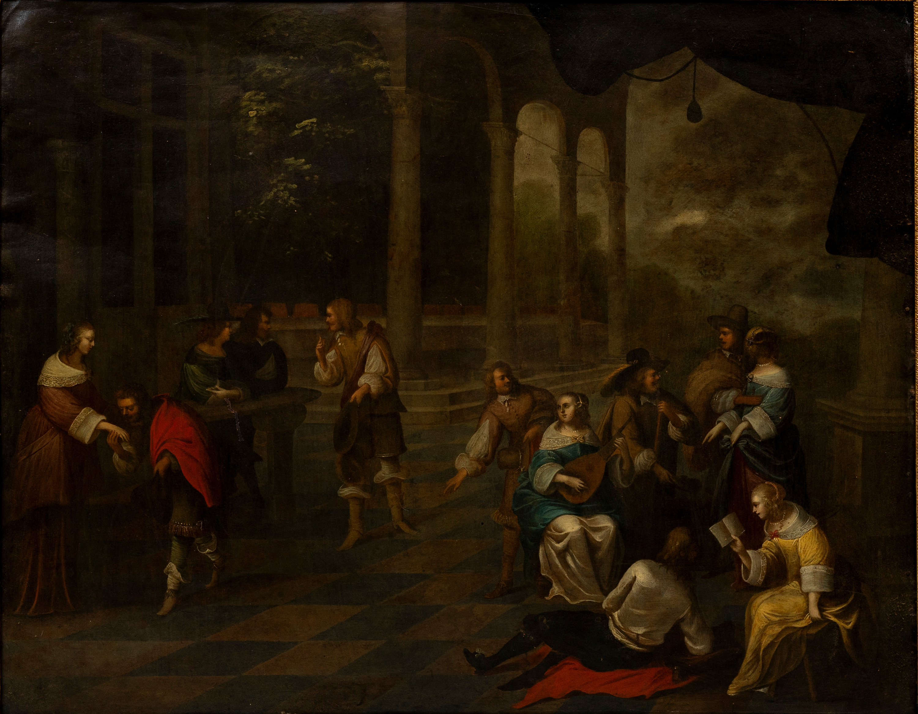 HIERONYMUS JANSSENS (1624-93). HANS EFTERFÖLJARE. Olja på koppar, förnämt sällskap.