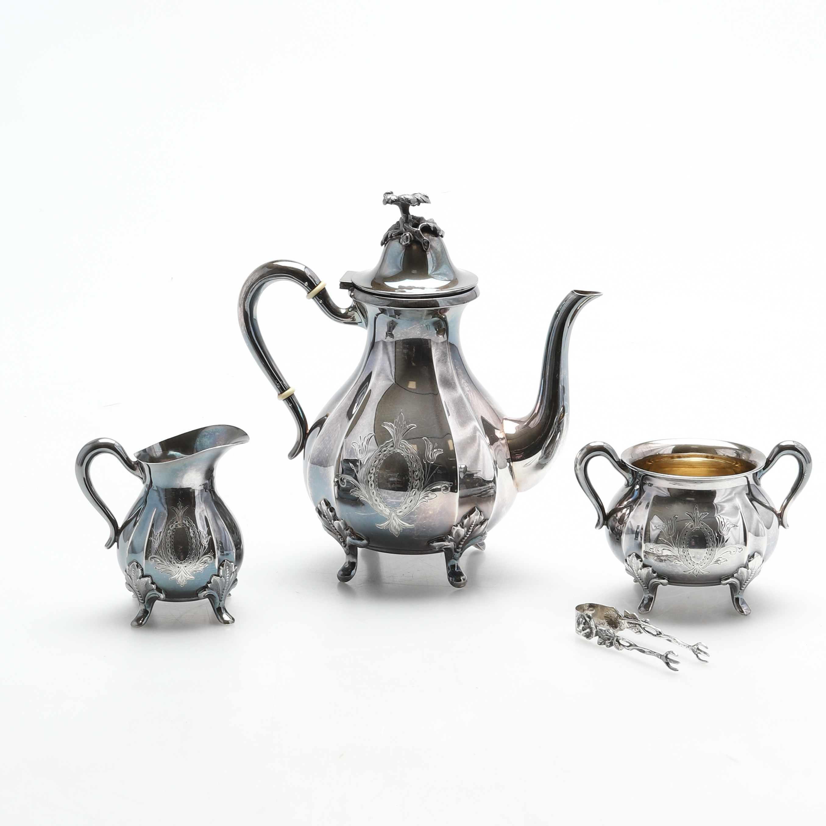 KAFFESERVIS, 3 delar, silver, GAB, 1946.