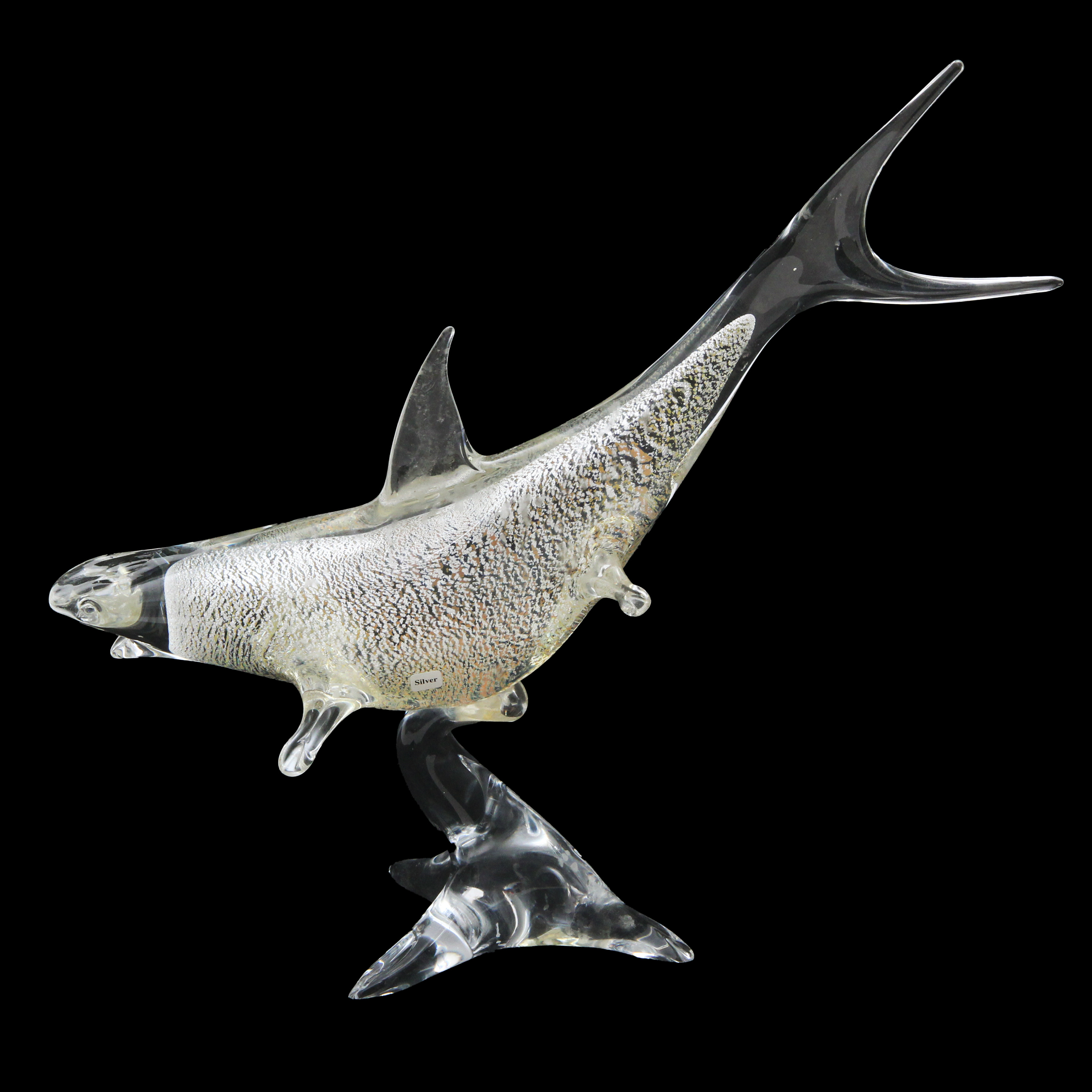 GERMANO PADOAN. HAJSKULPTUR, glas, bladsilver, enligt uppgift unik, signerad.