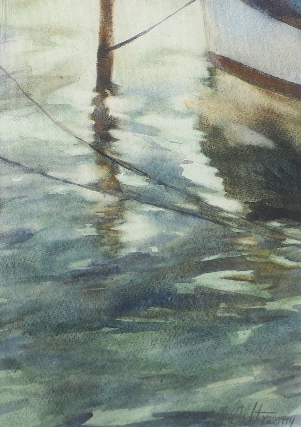 PELLE WADSTRÖMER. Vattenspegling, akvarell, signerad 1994.