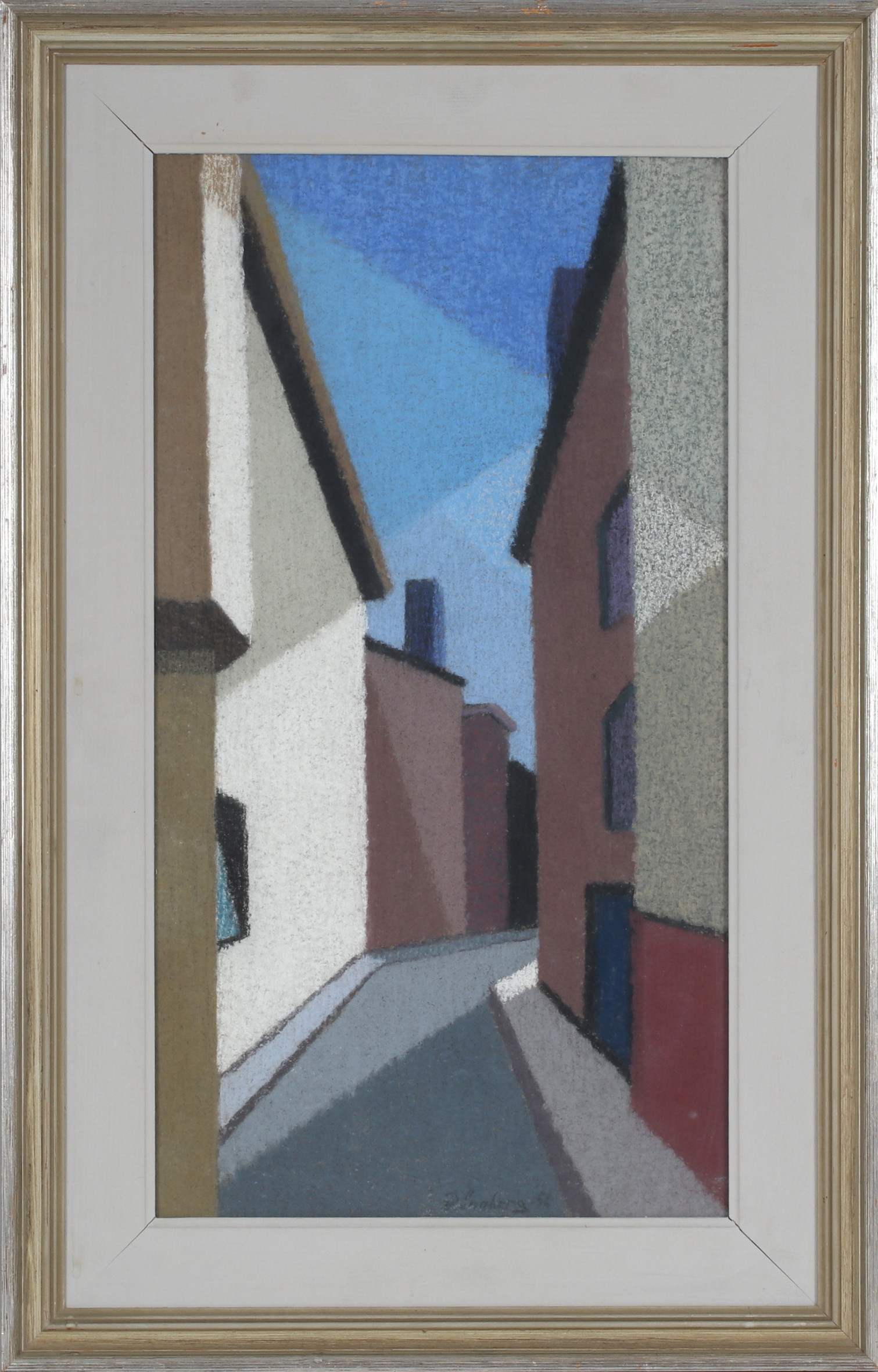 IVAR RÖNNBERG. "Stockholmsgränd", pastell på papper, signerad.