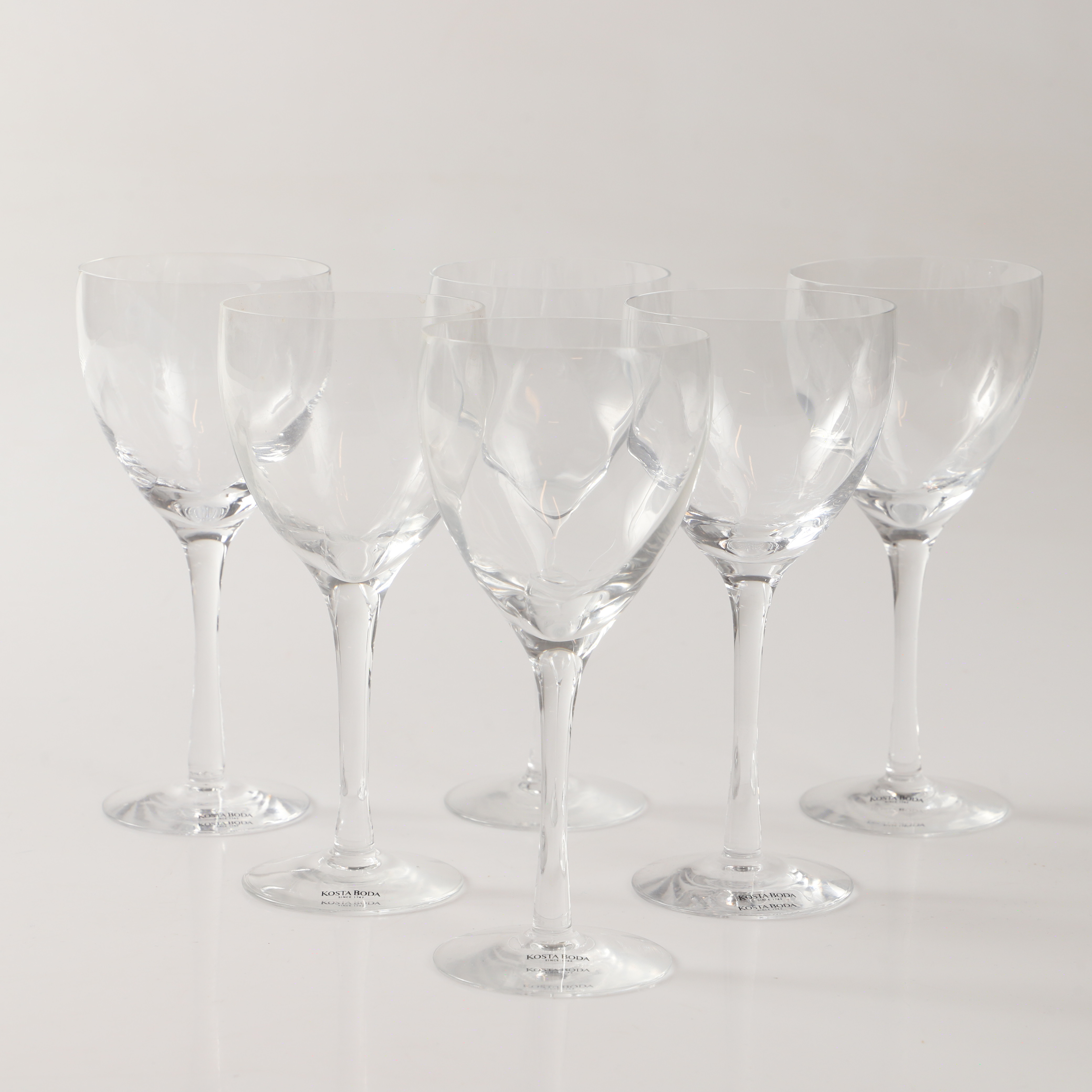 BERTIL VALLIEN. Vinglas, 6 stycken, "Chateau", Kosta Boda.