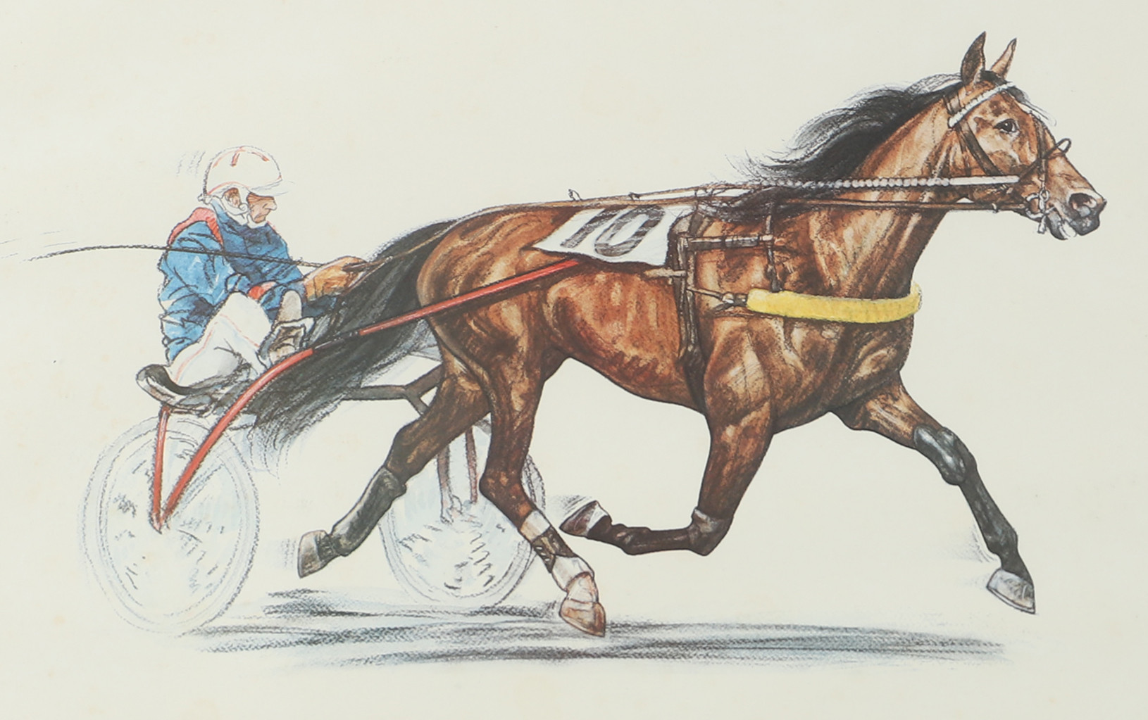 STEN HAMMAR. "Pershing-årets häst", färglitografi, signerad -79.