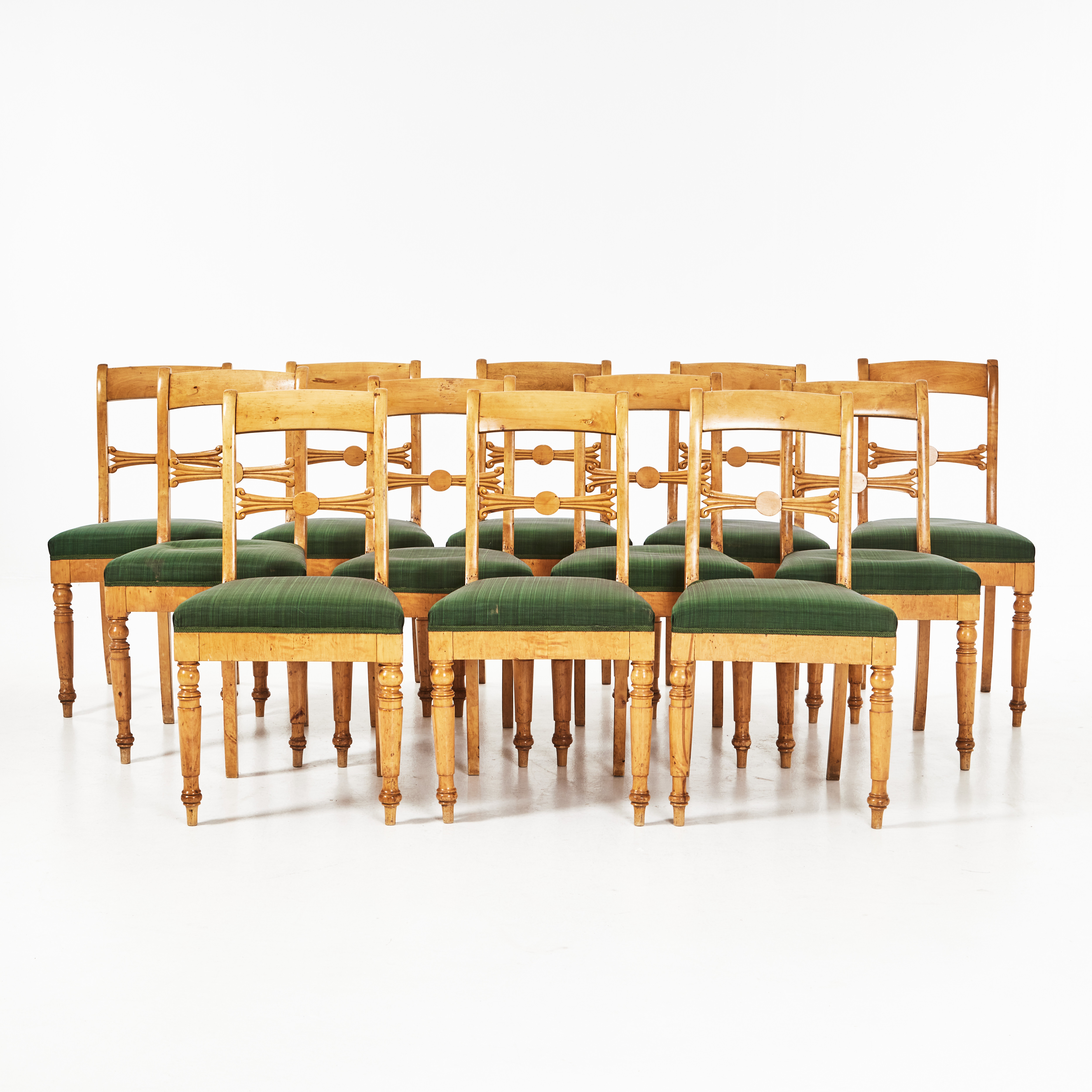 SALSSTOLAR, 12 stycken, Biedermeier, Sverige 1800-talets andra kvartal.