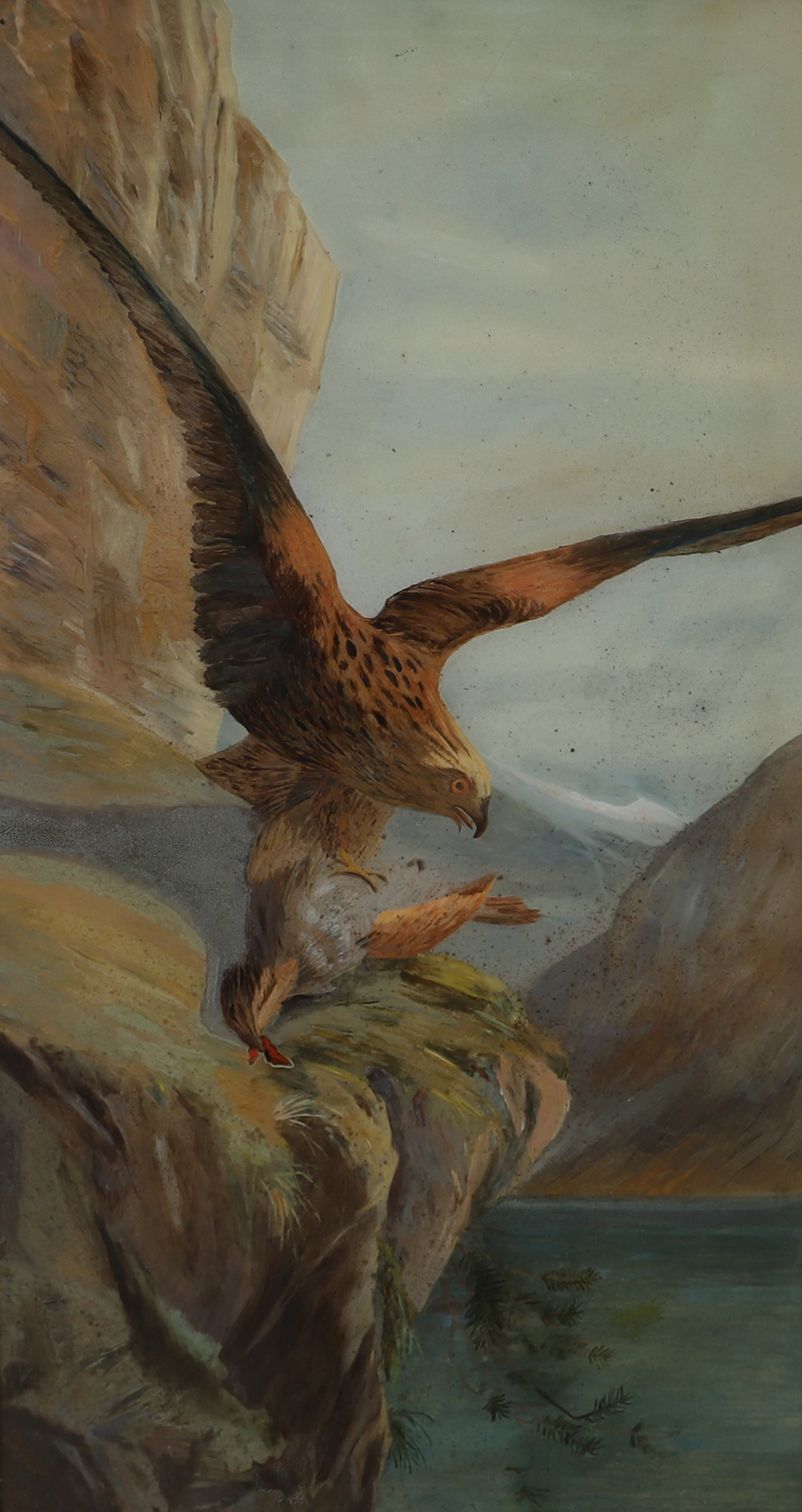 OKÄND KONSTNÄR. Rovfågel, blandteknik, osignerad.