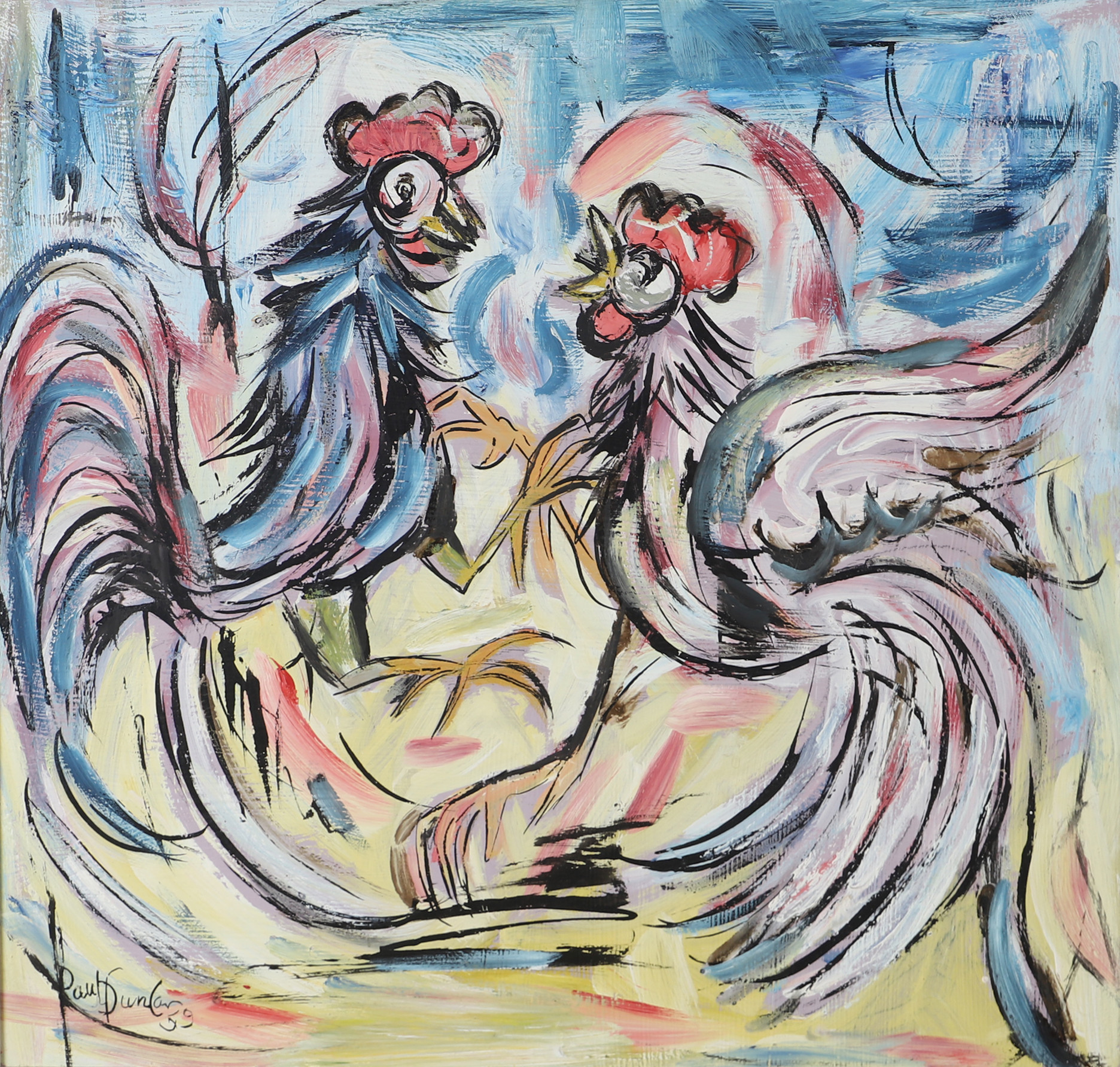 PAUL DUNCAN. Tuppar, olja på pannå, signerad -59.