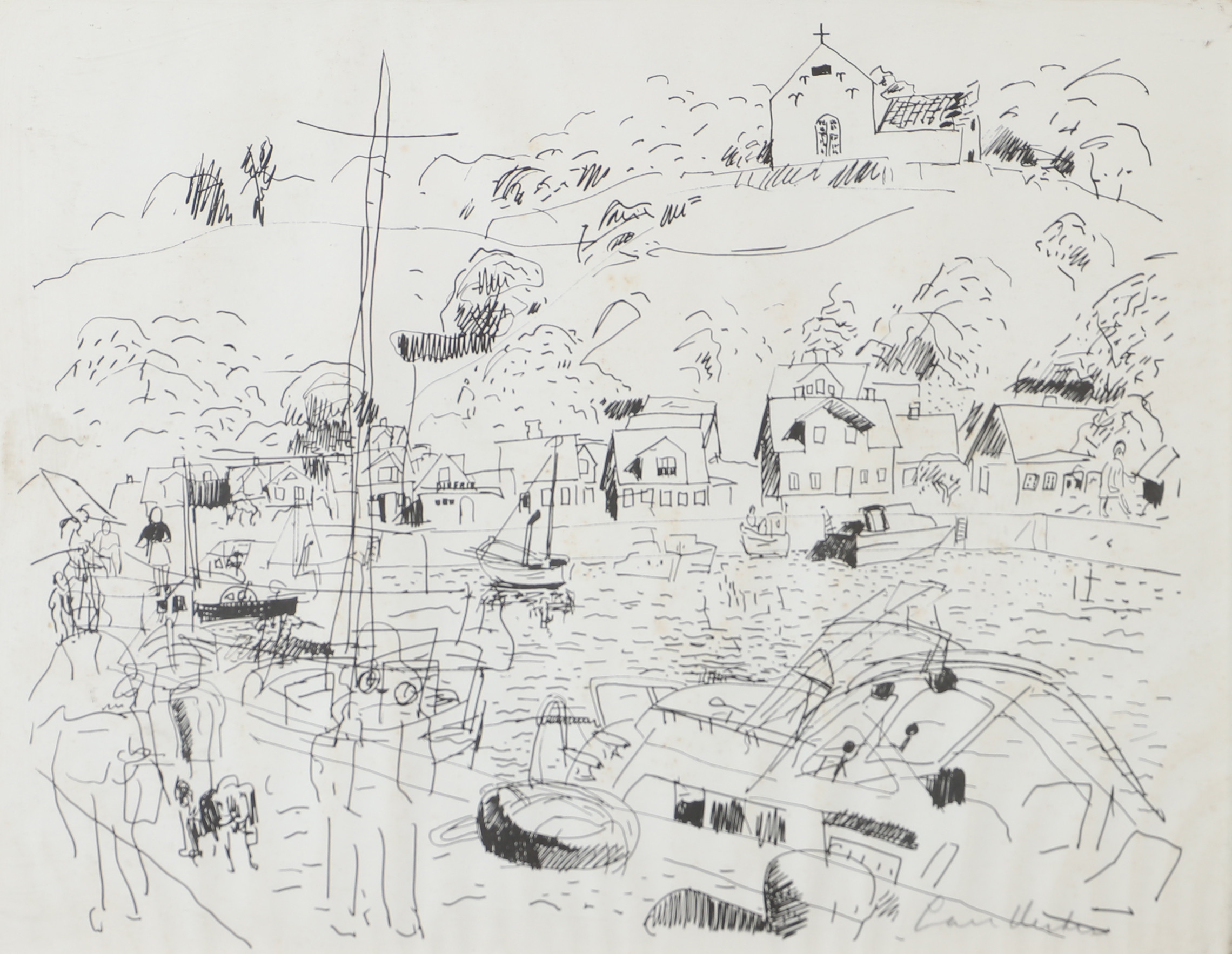 LARS HERDER. Motiv från Råå, signerat tryck.