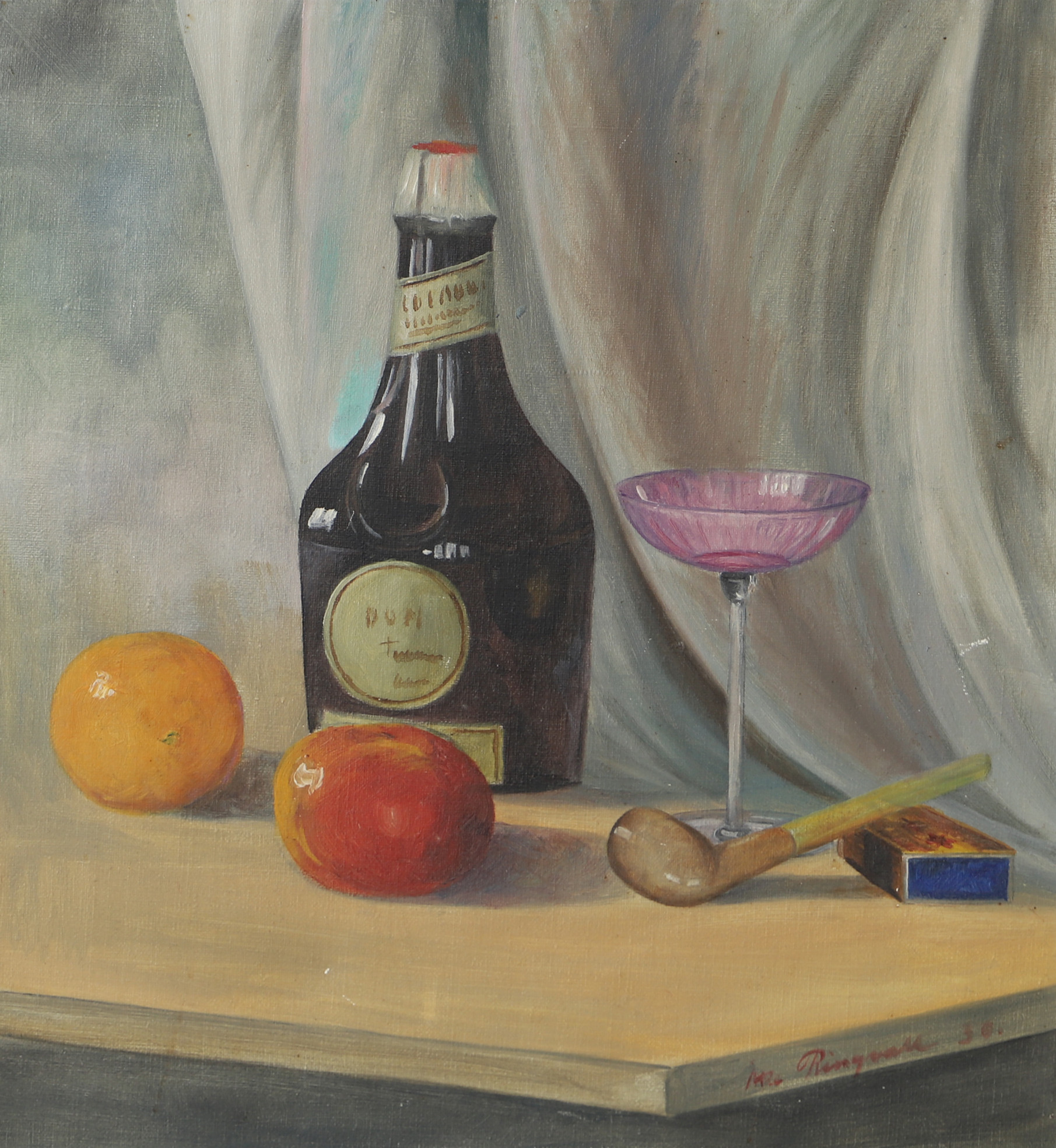 OIDENTIFIERAD KONSTNÄR. Stilleben, olja på duk, signerad Ringvall -36.