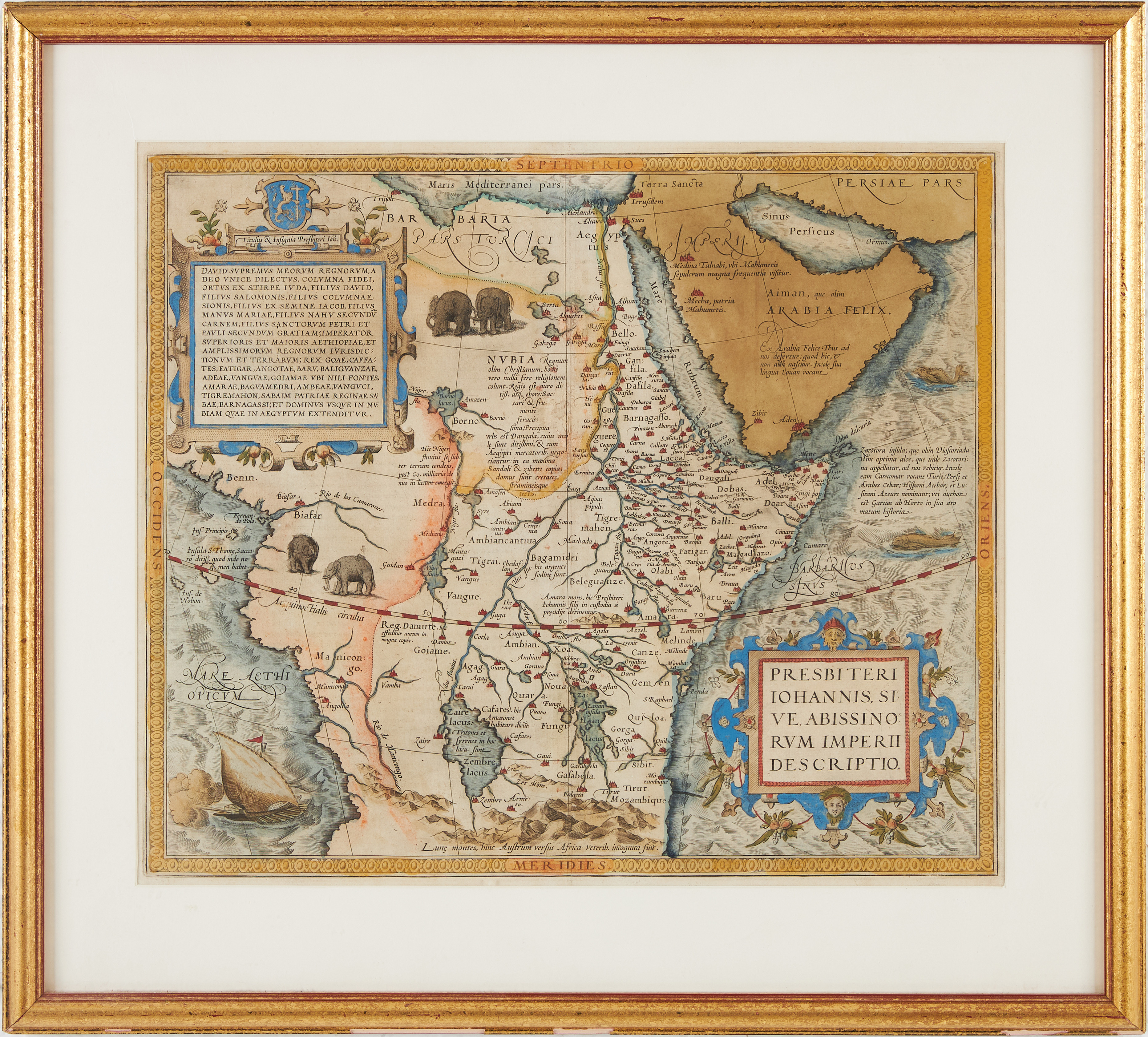 MAP OF AFRICA BY ORTELIUS, Presbiteri Johannis sive Abissinorum, c. 1573-87.