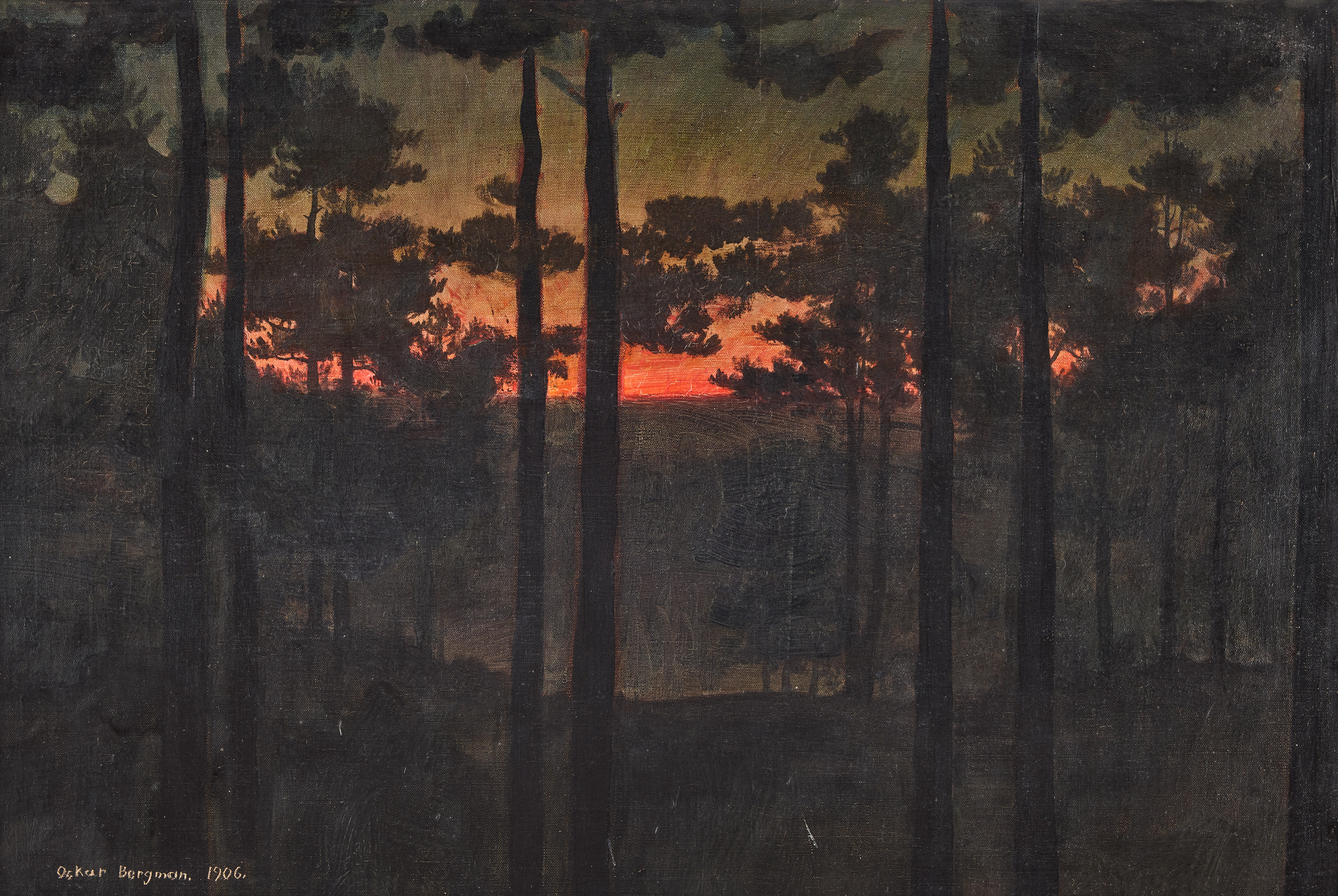 OSKAR BERGMAN. Brinnande solnedgång.