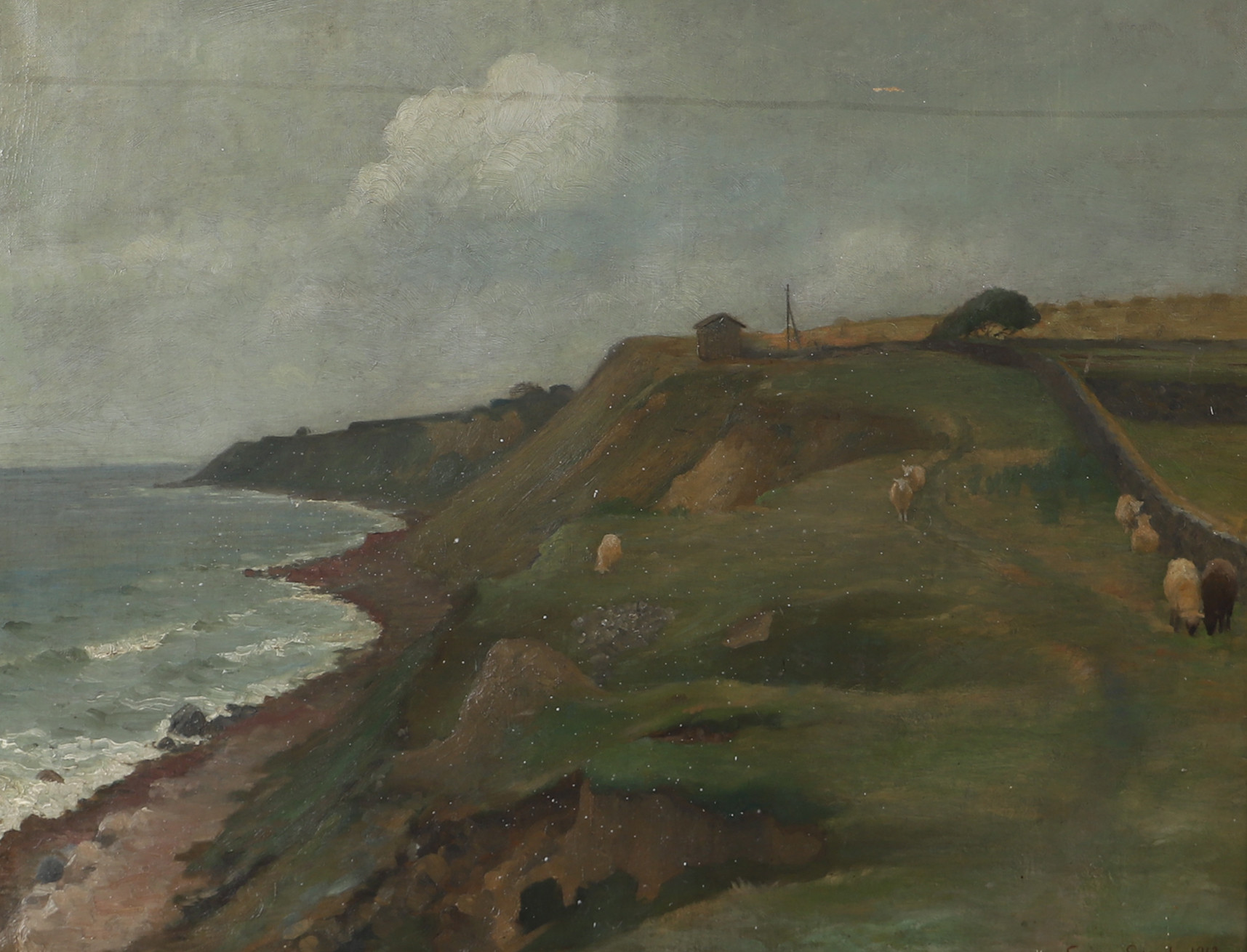 SÖREN LUND. Kustparti Danmark, olja på duk, signerad 1912.