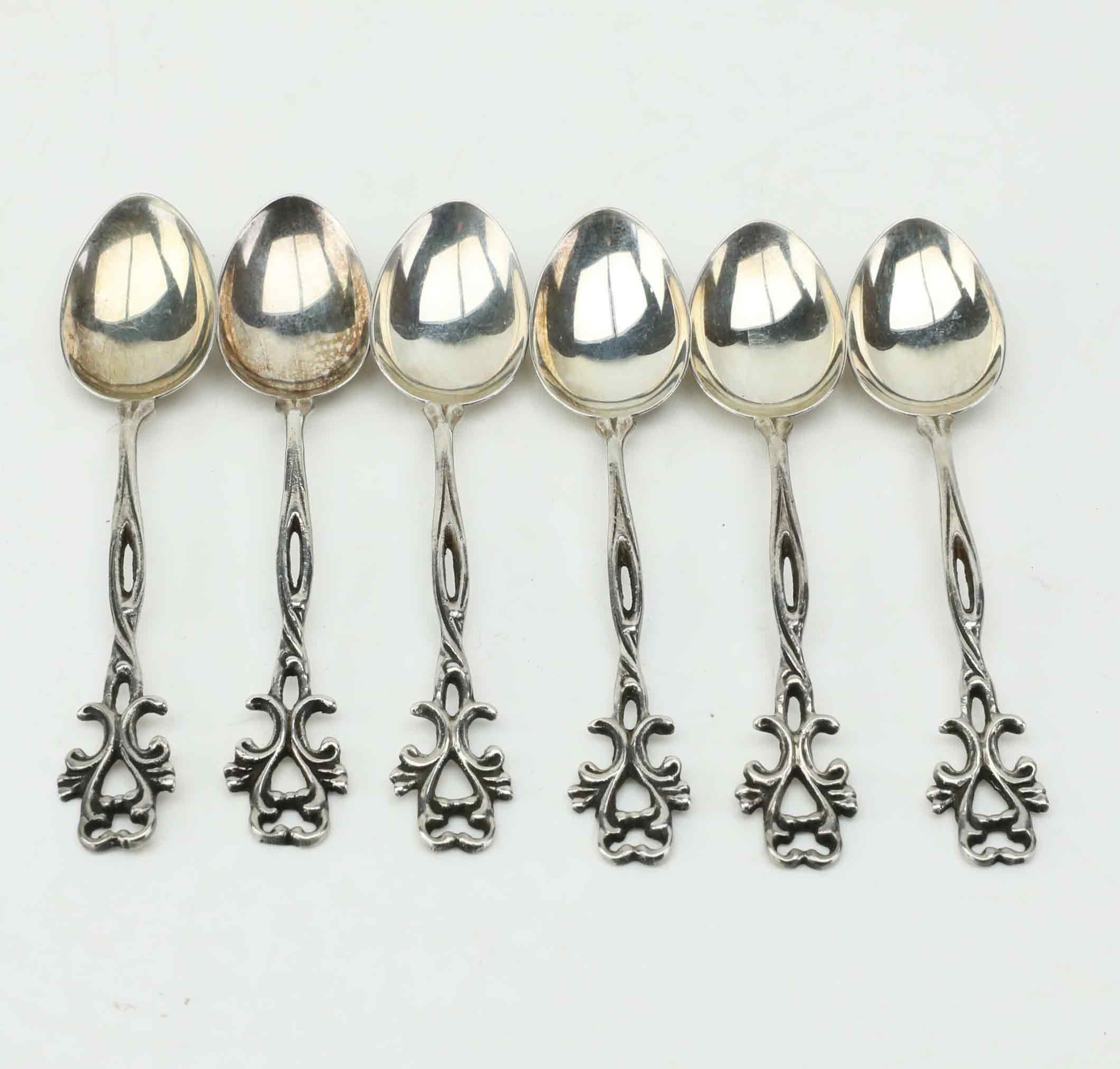 KAFFESKEDAR, 6 st, silver, GEWE, Malmö, 1900-tal.