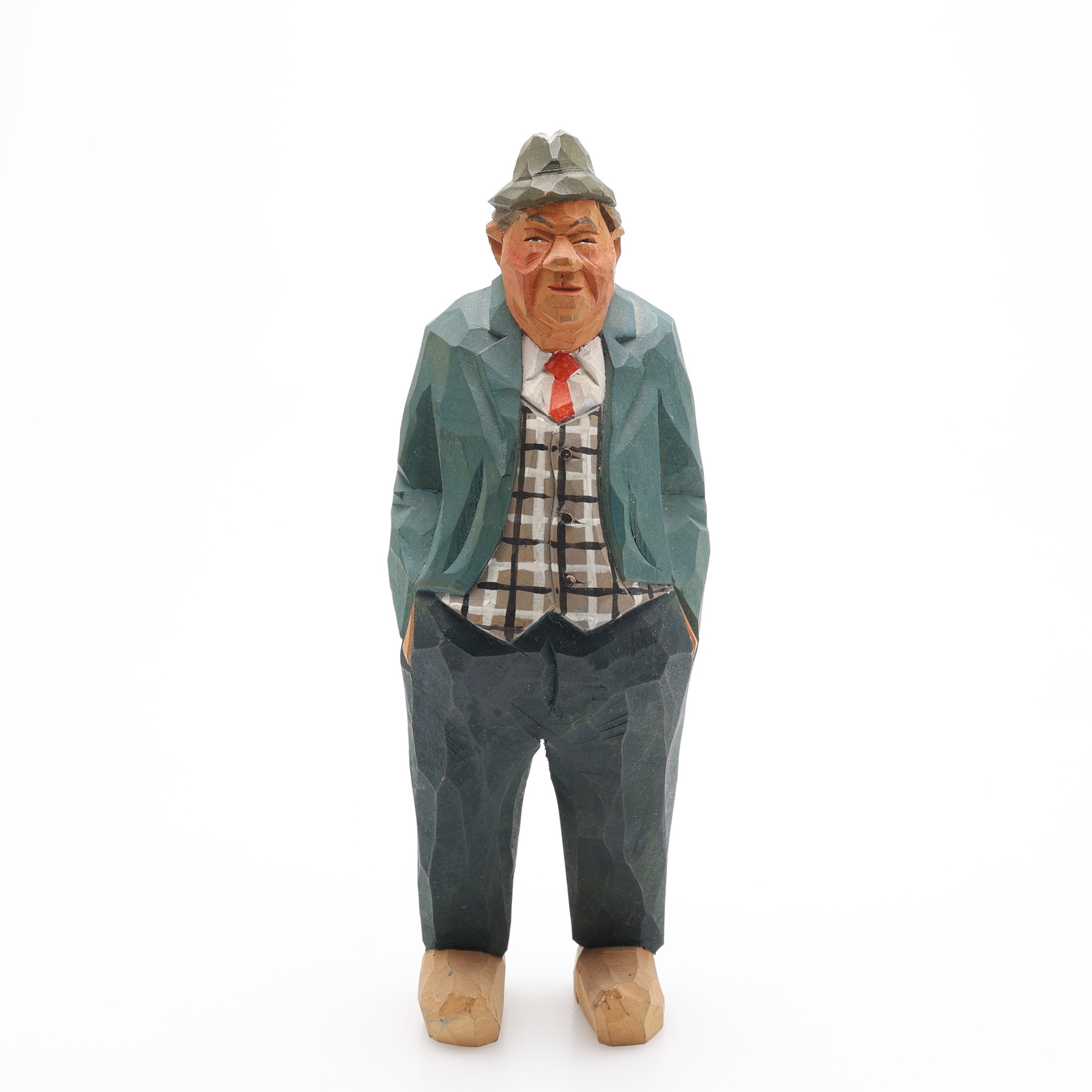 NILS GUNNARSSON, TRÄSKUREN OCH BEMÅLAD SKULPTUR, föreställande Edvard Persson.