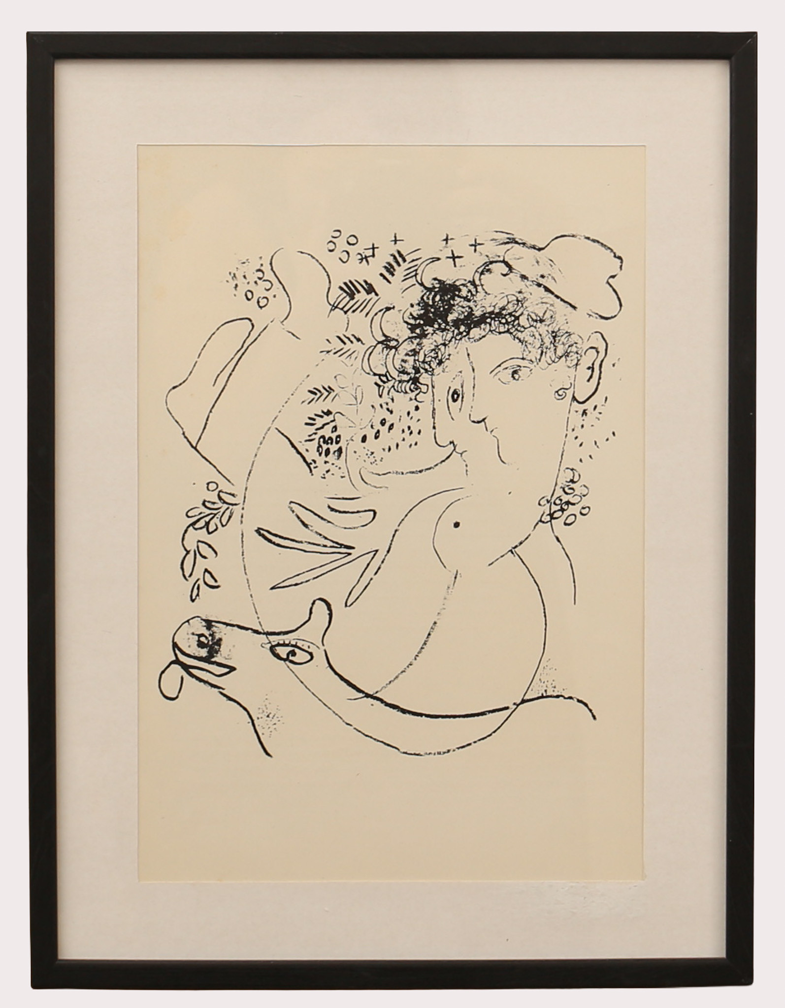 MARC CHAGALL. Litografi, "De två profilerna", Derriére le miroir, nr 117, utgiven av Galerie Maeght, Paris 1959.
