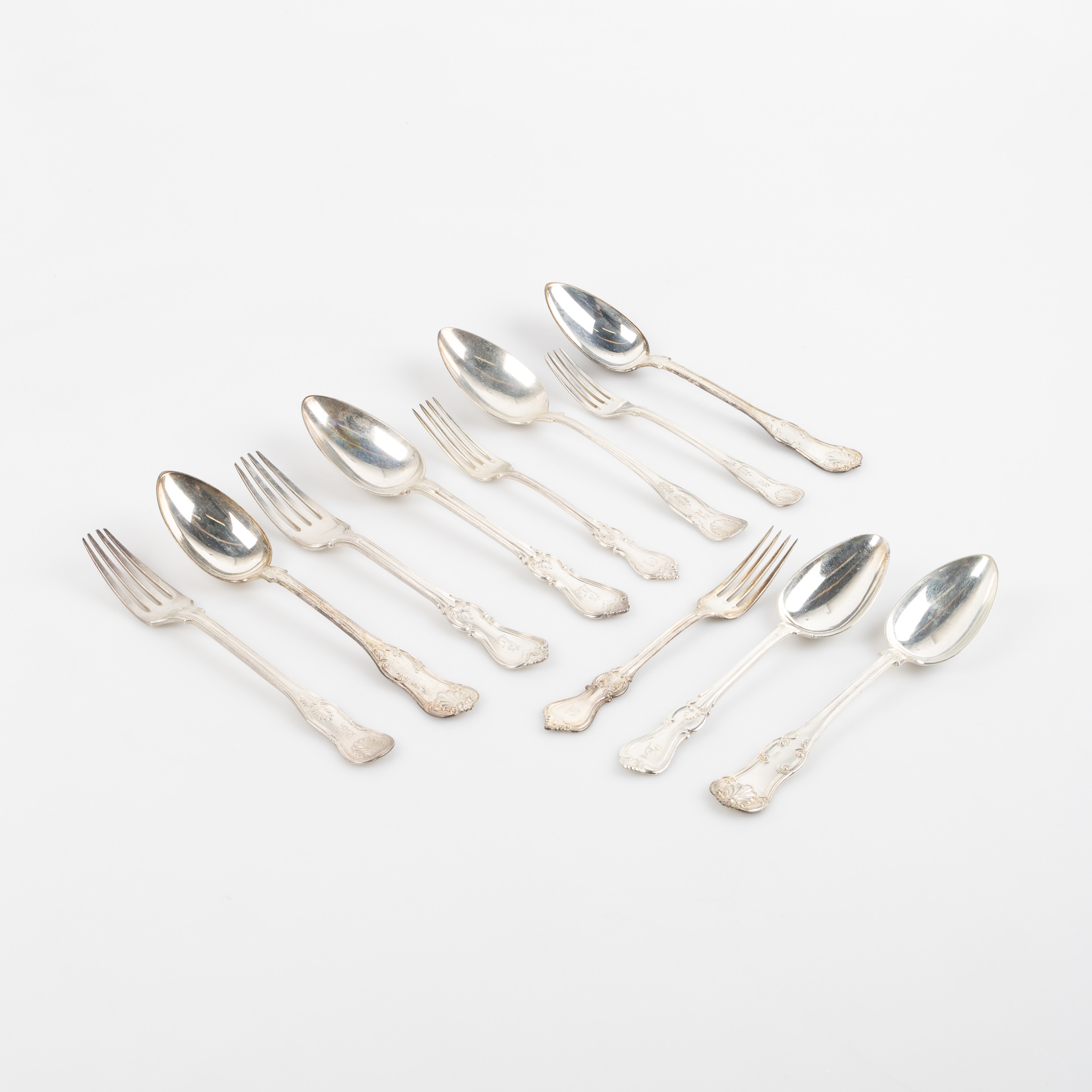 SILVERBESTICK, 11 delar, 1850-tal, tidigt 1900-tal.