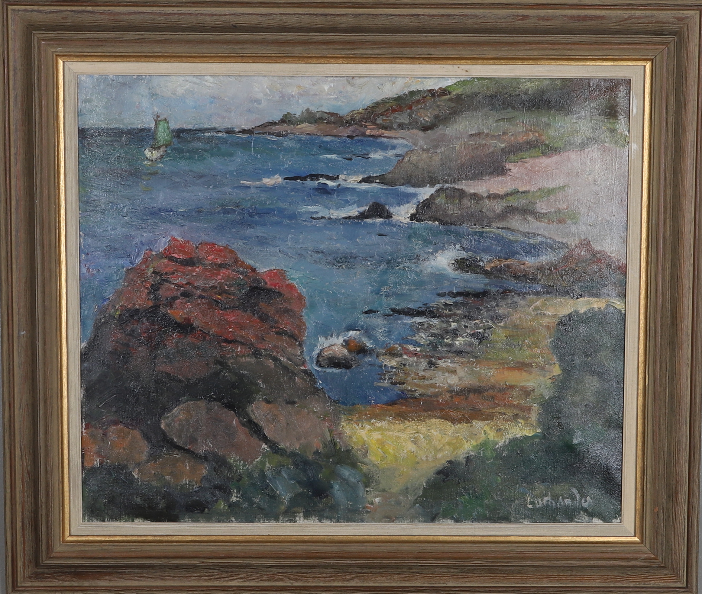 CARL LUTHANDER ( 1879-1967). Olja på duk, kustlandskap, signerad Luthander.