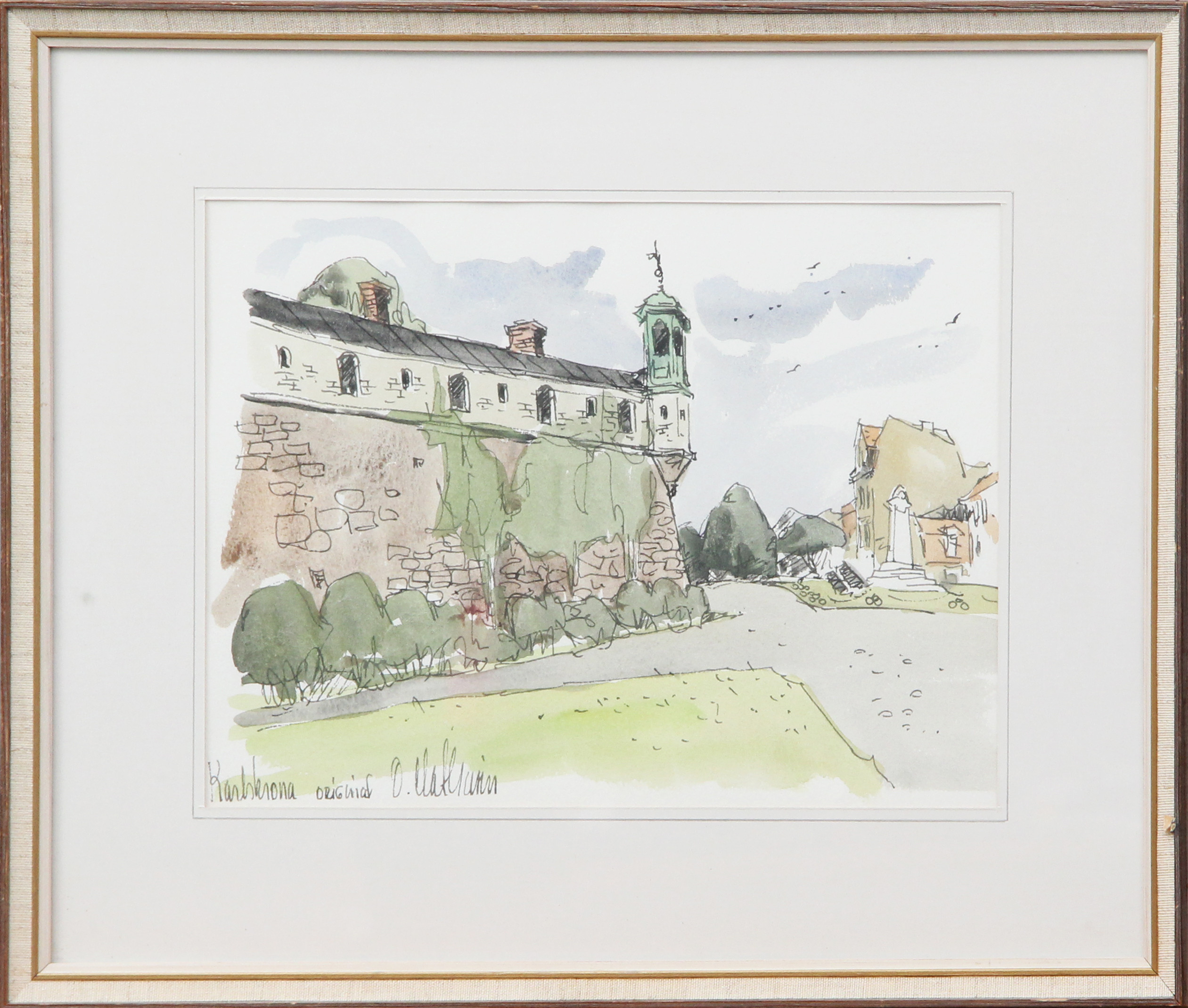 OLE MATHIESEN. AKVARELL, Karlskrona, signerad.