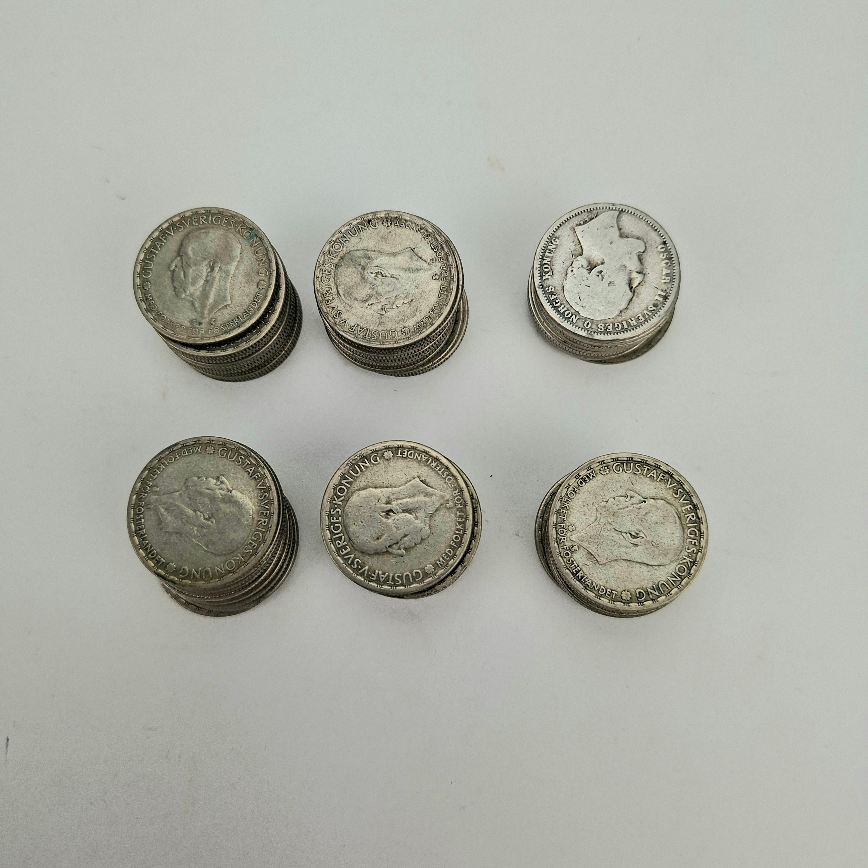 MYNT, 59 st, 1 kronor, silver, 40-80%, Sverige, 1800-1900-tal.