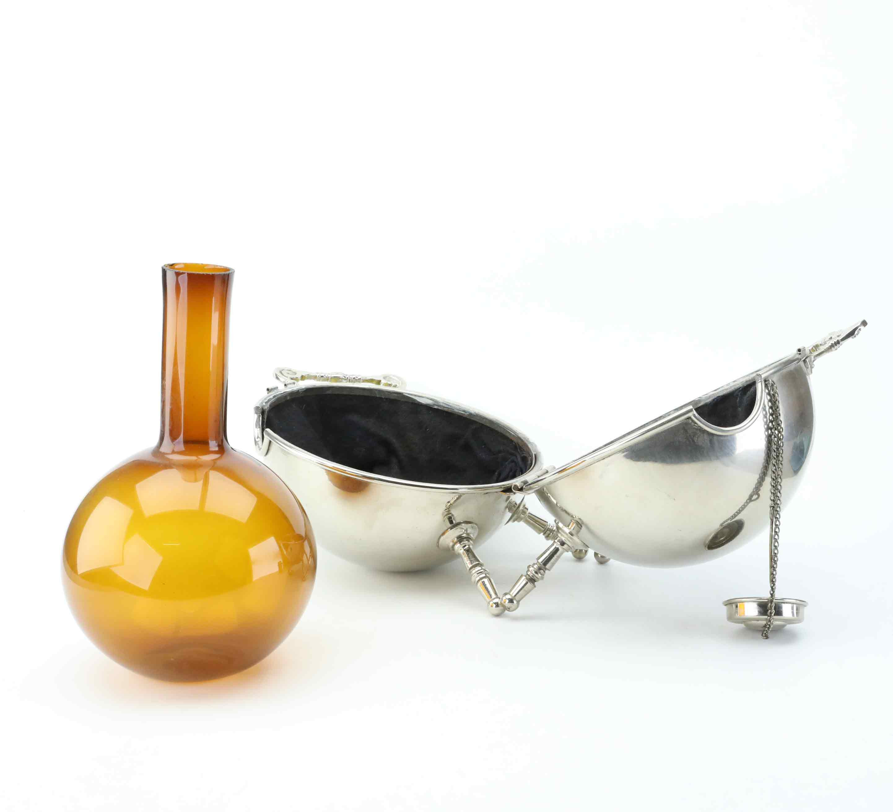 KAFFEPUMPA, glas, nickel, 1900-talets första hälft.