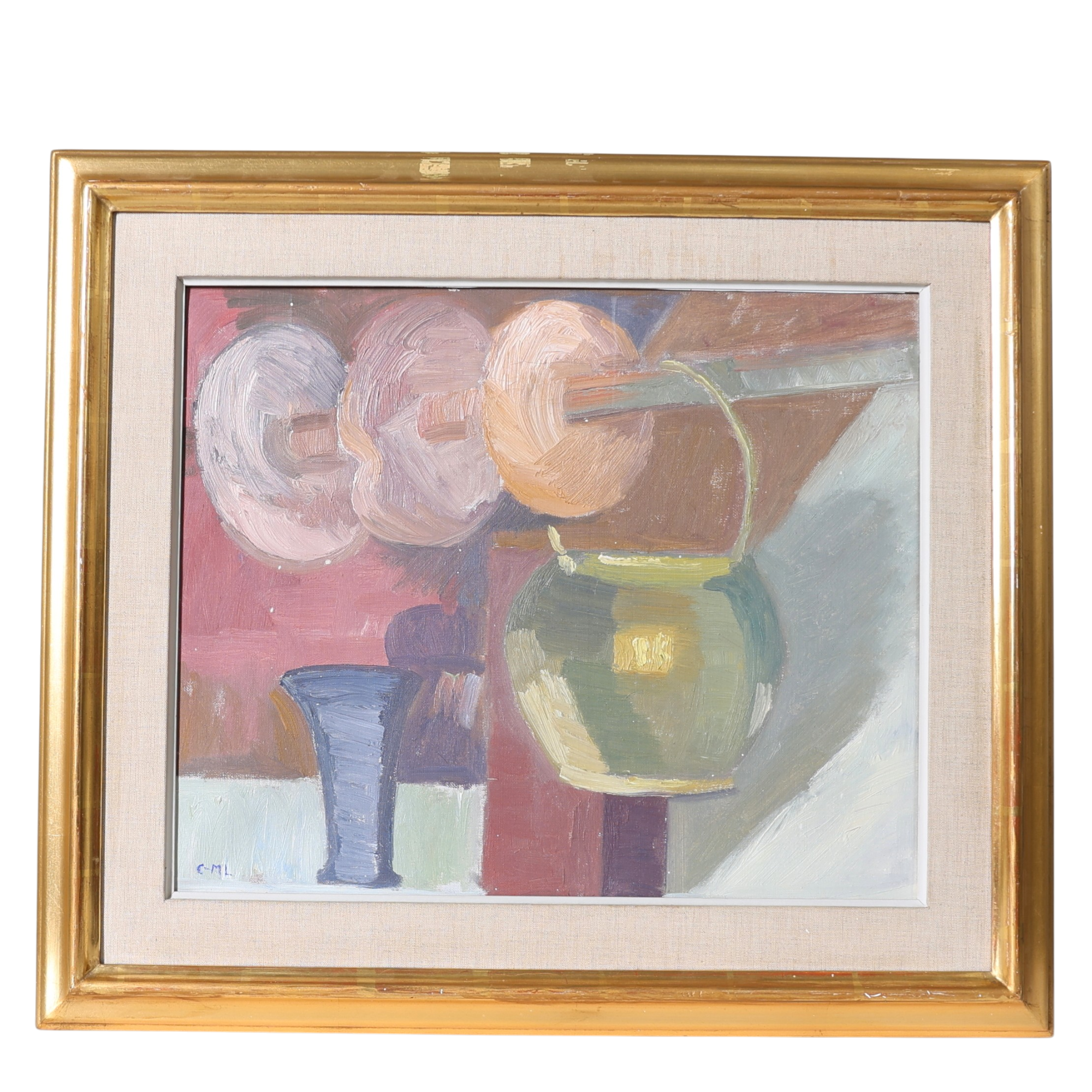 CARL-MARCUS LARSSON. "Interiör från Eskilstuna Museum", olja på duk, monogramsignerad.